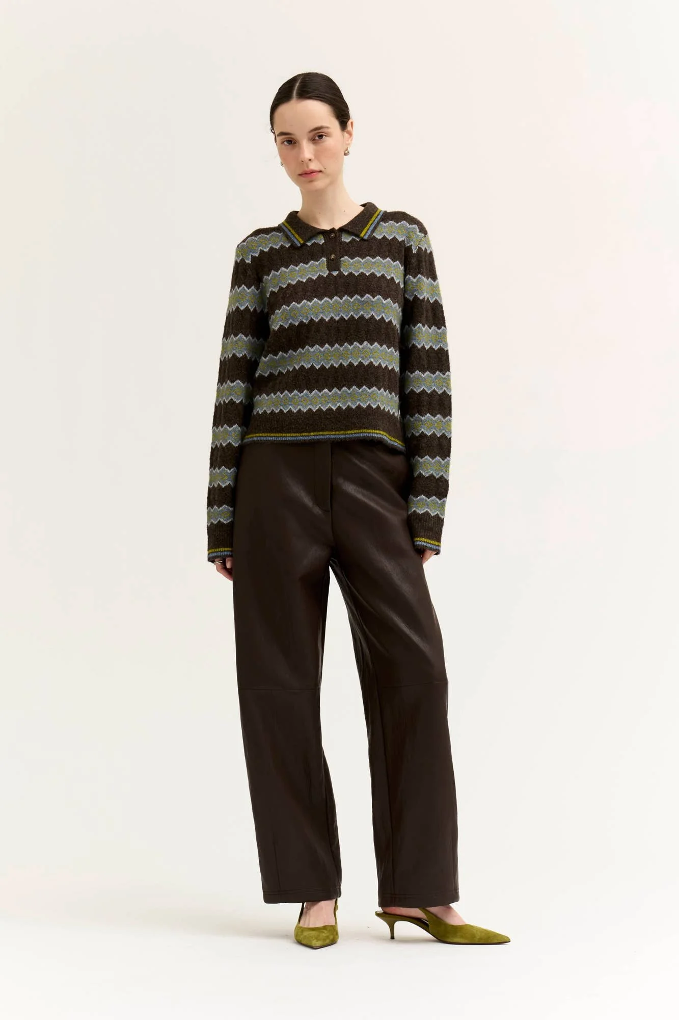 Diamond Knit Polo Sweater Chicory