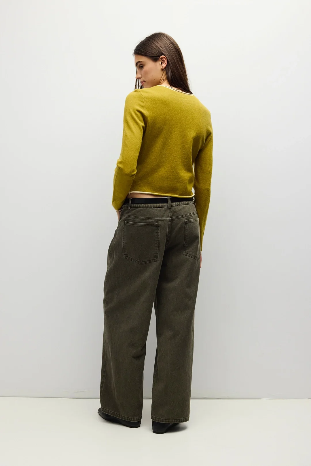The Jolie Contrast Cardigan Chartreuse/Cream