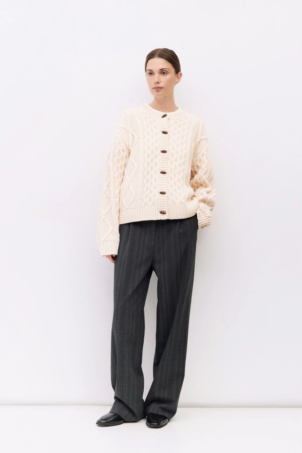 The Deena Cable Knit Cardigan Cream