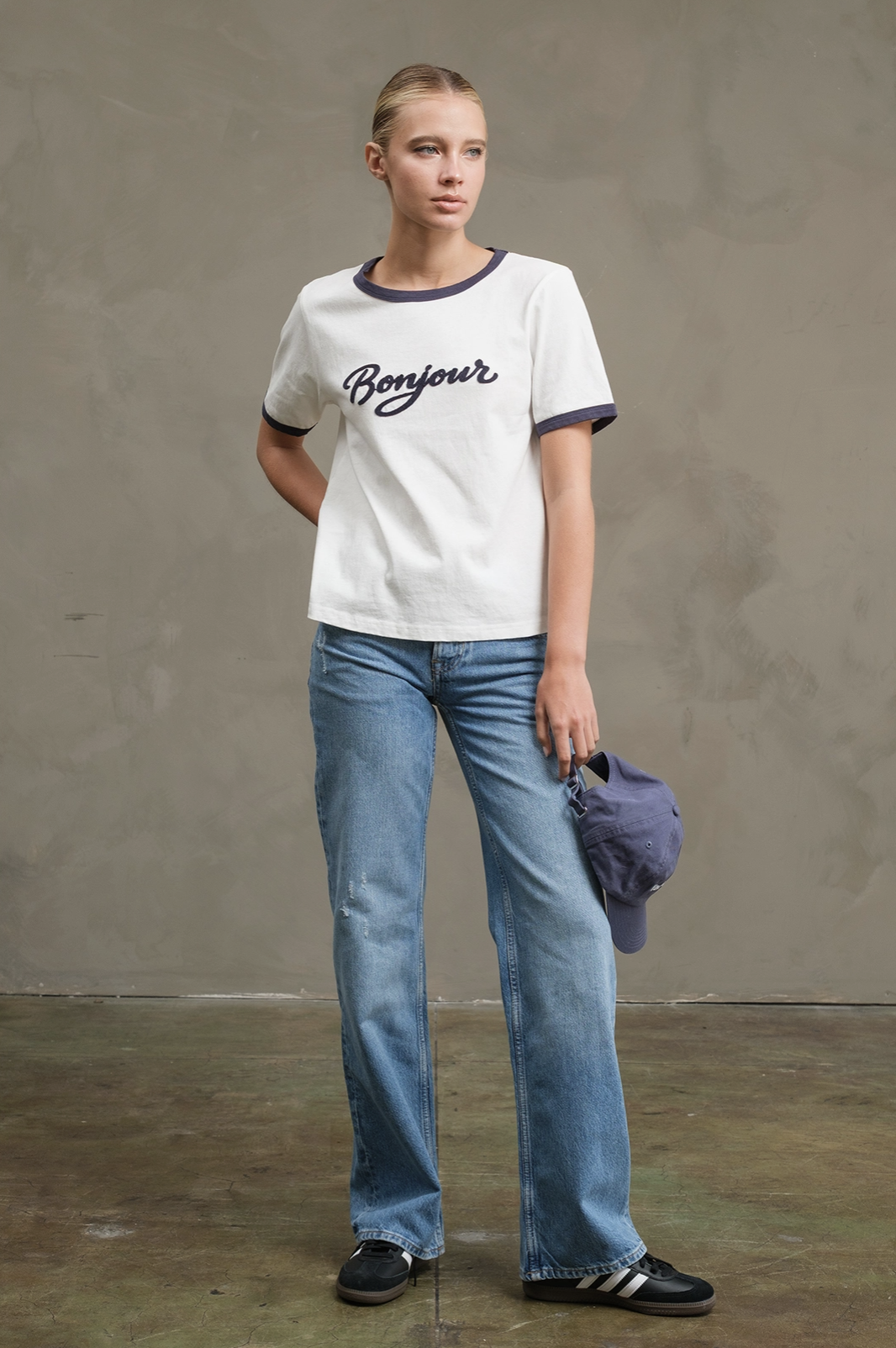 Bonjour Ringer Tee White/Navy