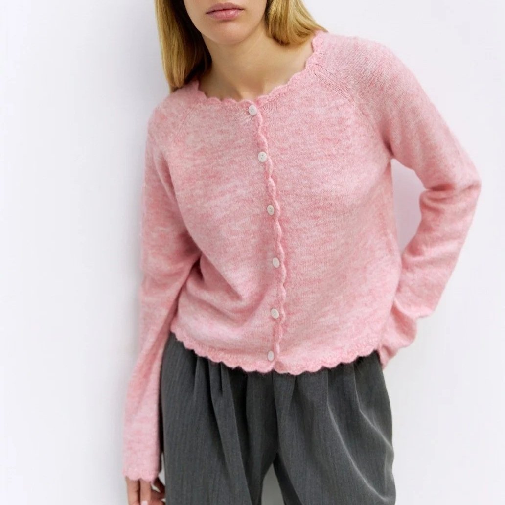 The Tiffany Scalloped Cardigan Pink