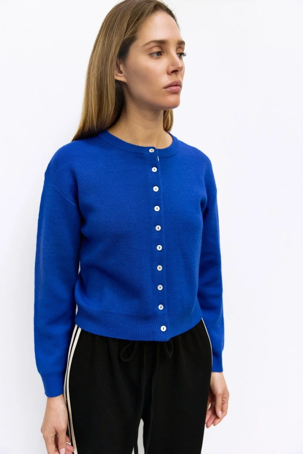 The Malin Button Cardigan Cobalt