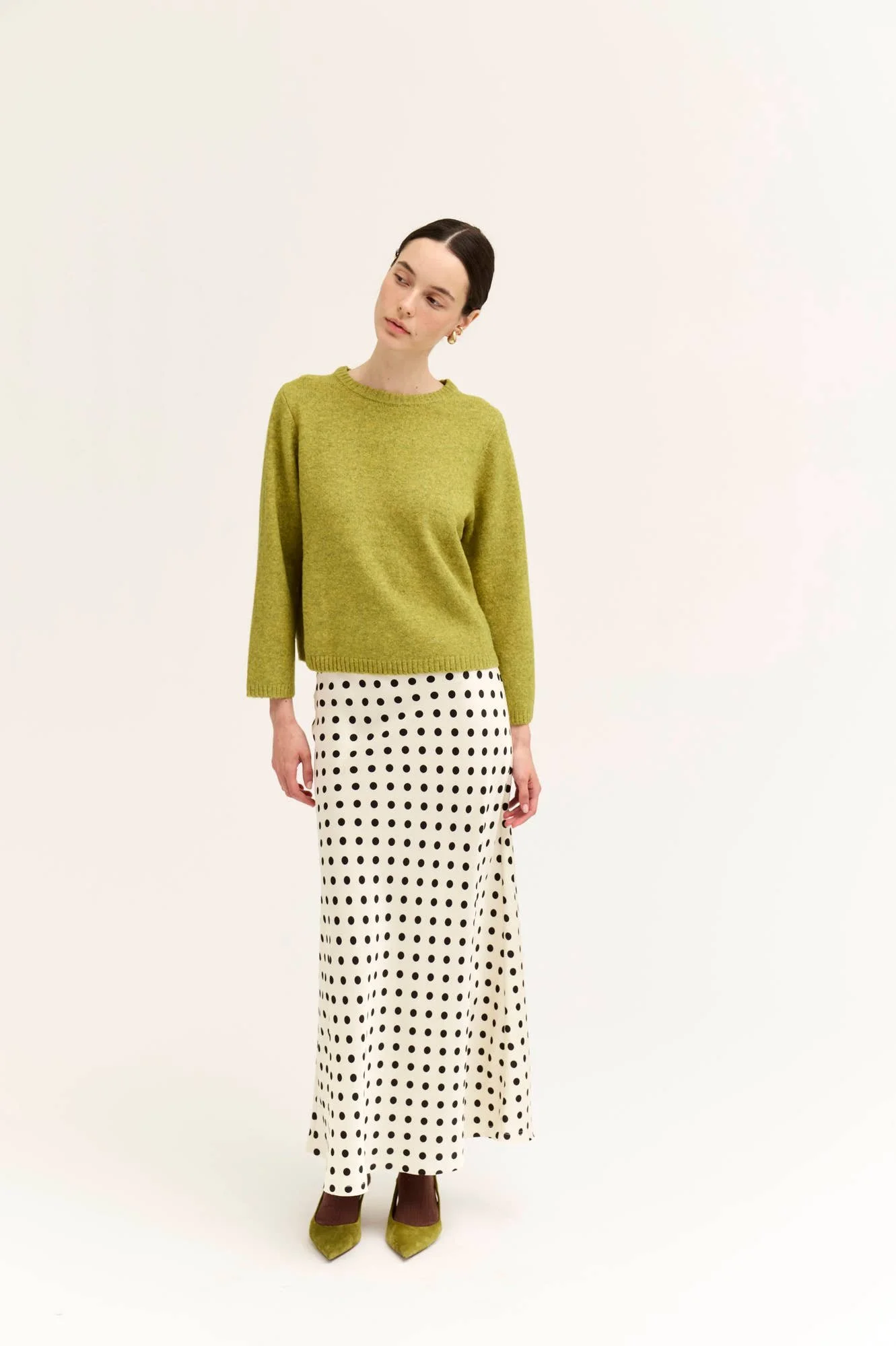 3/4 Sleeve Crew Neck Sweater Citron