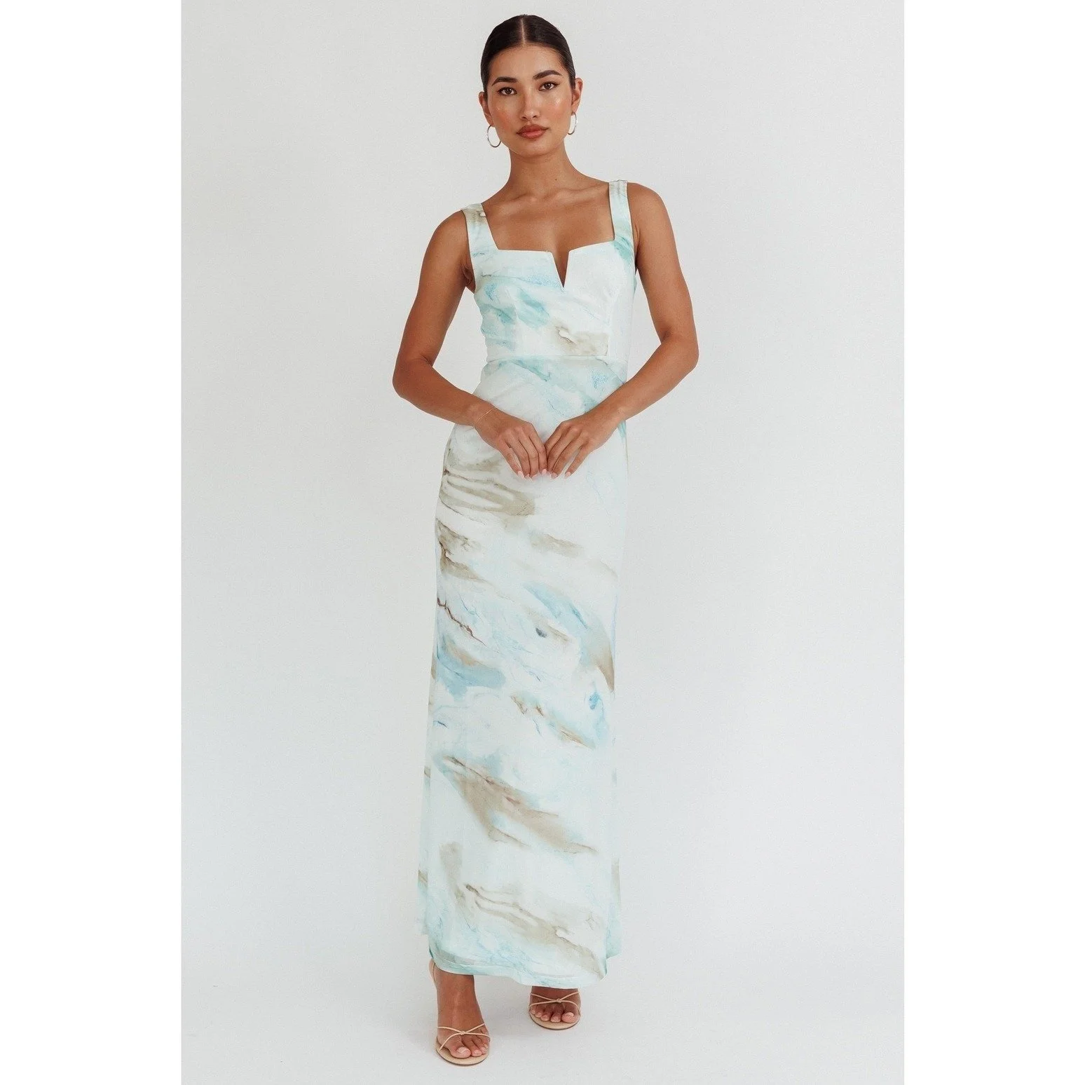 Watercolor Mesh Maxi Dress