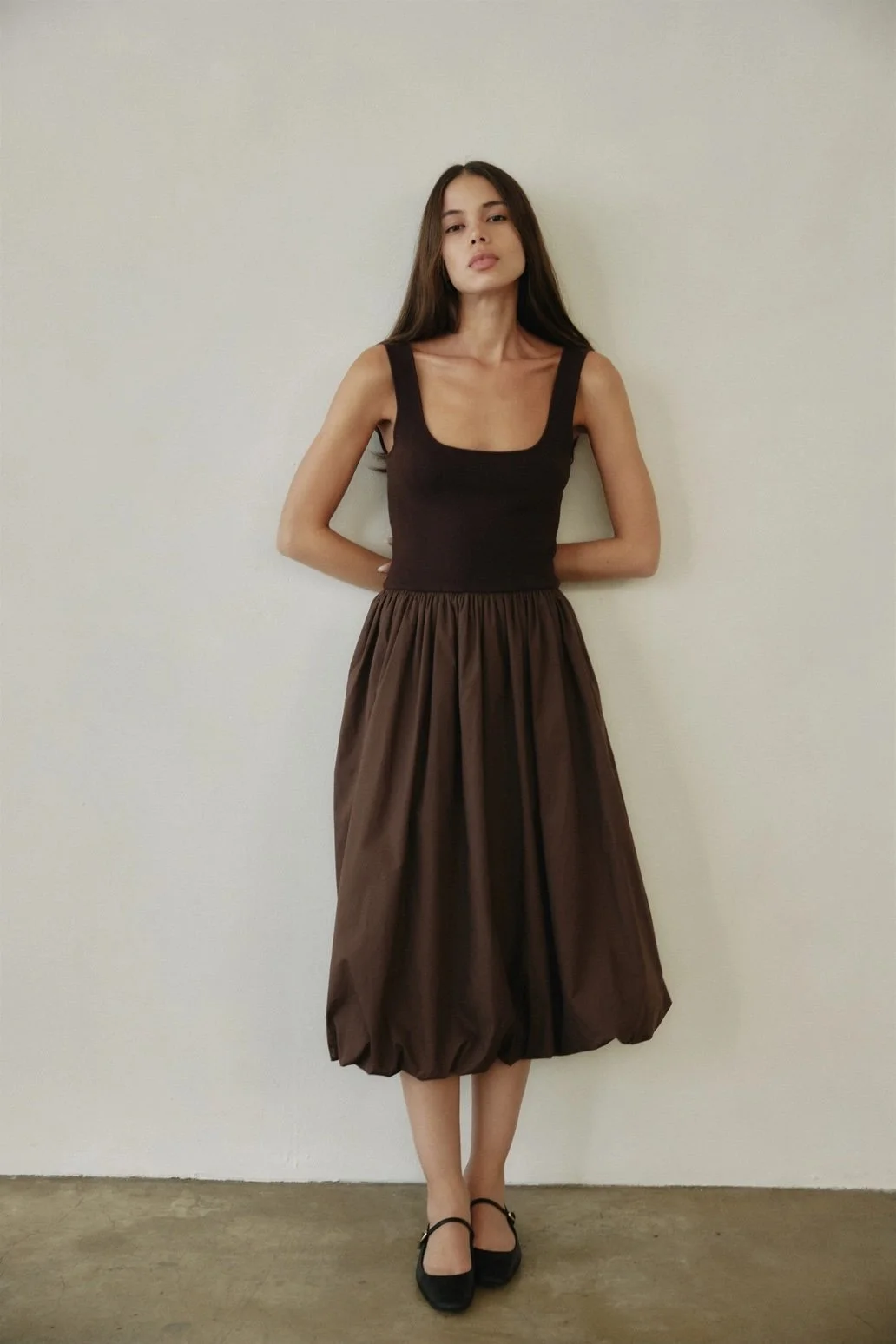brown bubble dress Vintage Bloom Strapless Mini Dress | Beige Floral Bubble Hem main image 0