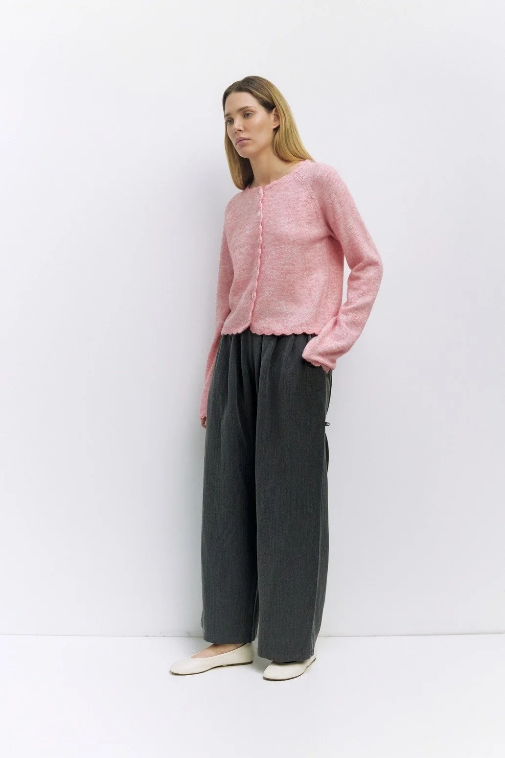 The Tiffany Scalloped Cardigan Pink