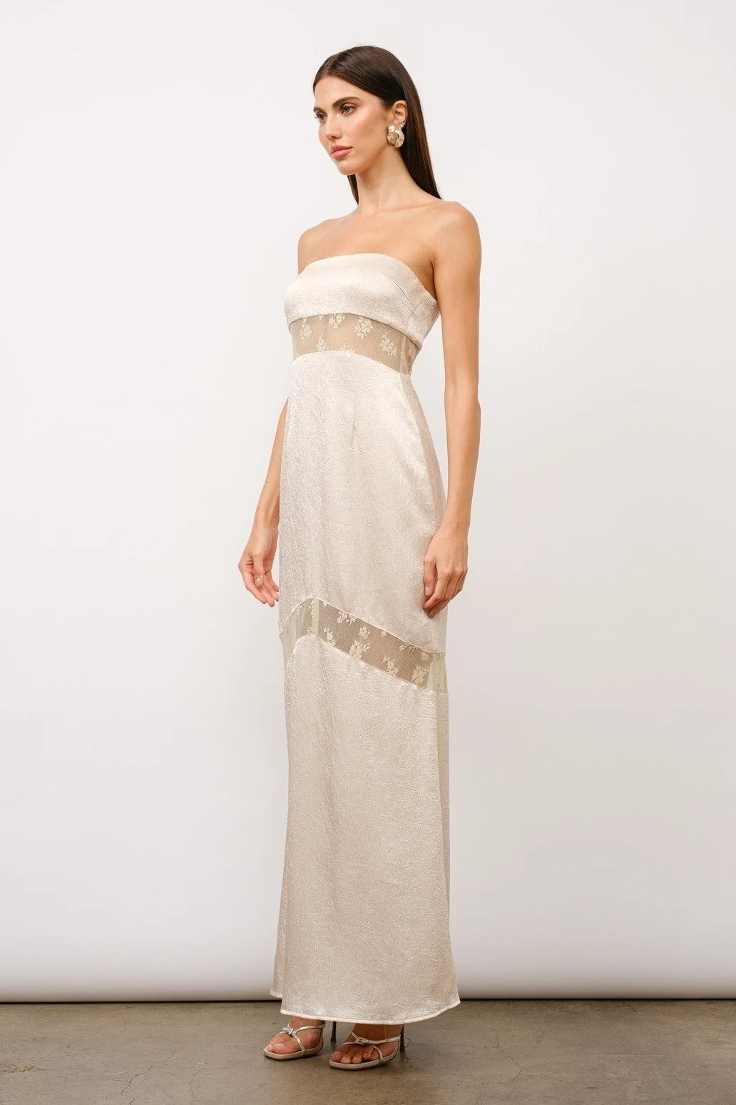 elegant lace formal dresses Three-Quarter-Sleeve Lace-Bodice Long Prom Dress Navy / XSmall main image 0