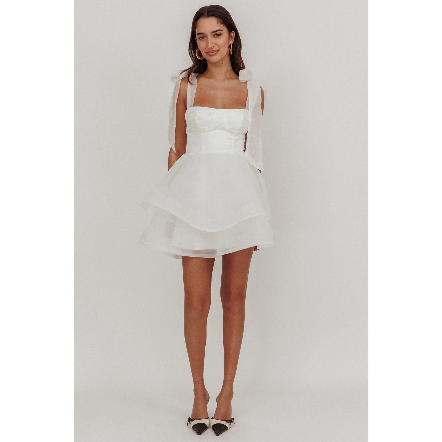 90s mini slip dress Vintage 90s Ivory Eyelet Mini Slip Dress (M)