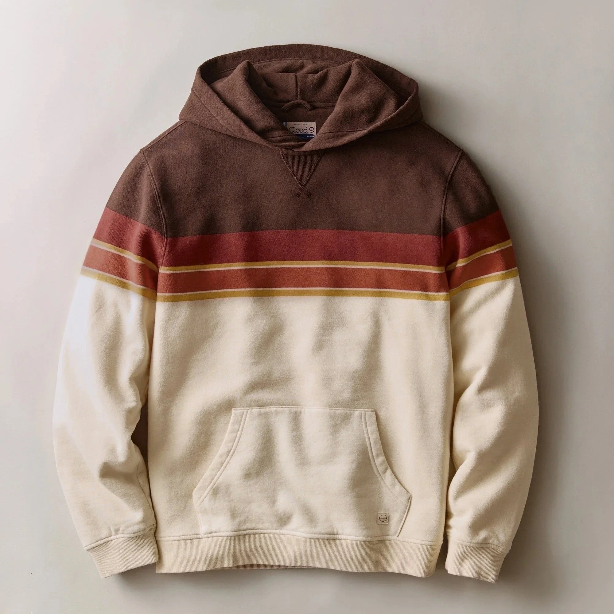 Marine Layer Relaxed Cloud 9 Fleece Hoodie Brown Colorblock