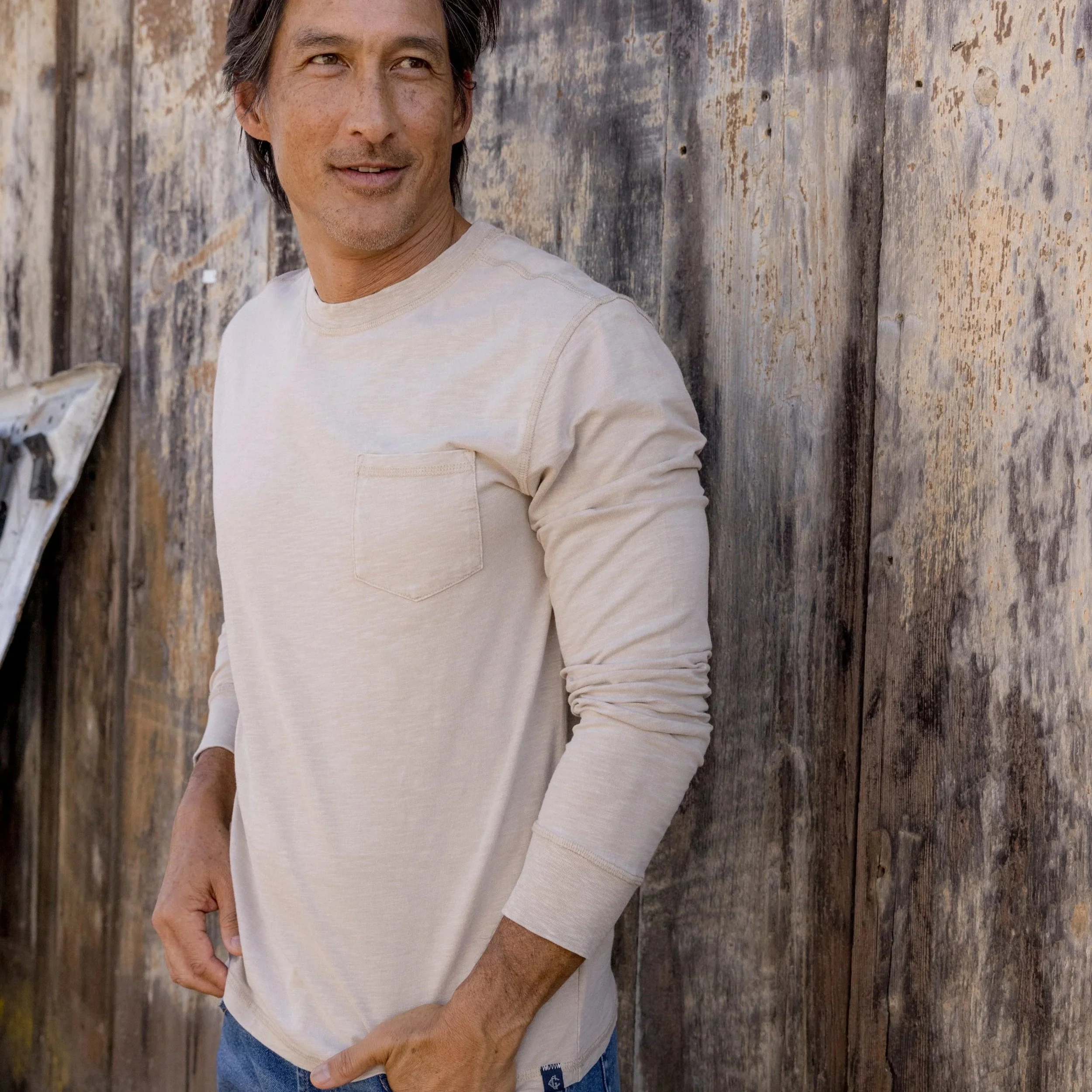 Grayers Hewitt Garment Dyed Pocket Tee Ecru