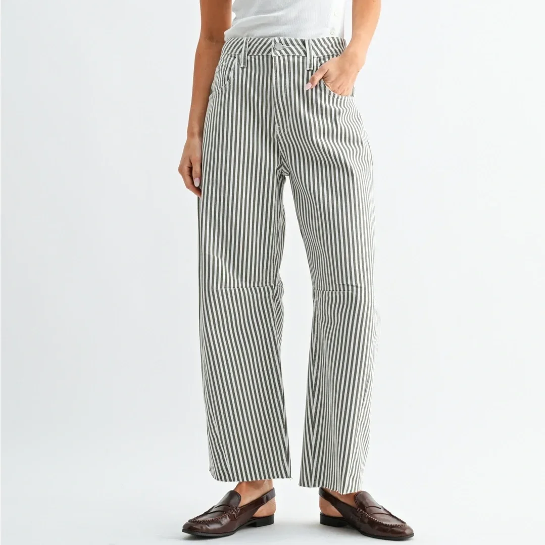 Barrel Jean with Stripe Olive