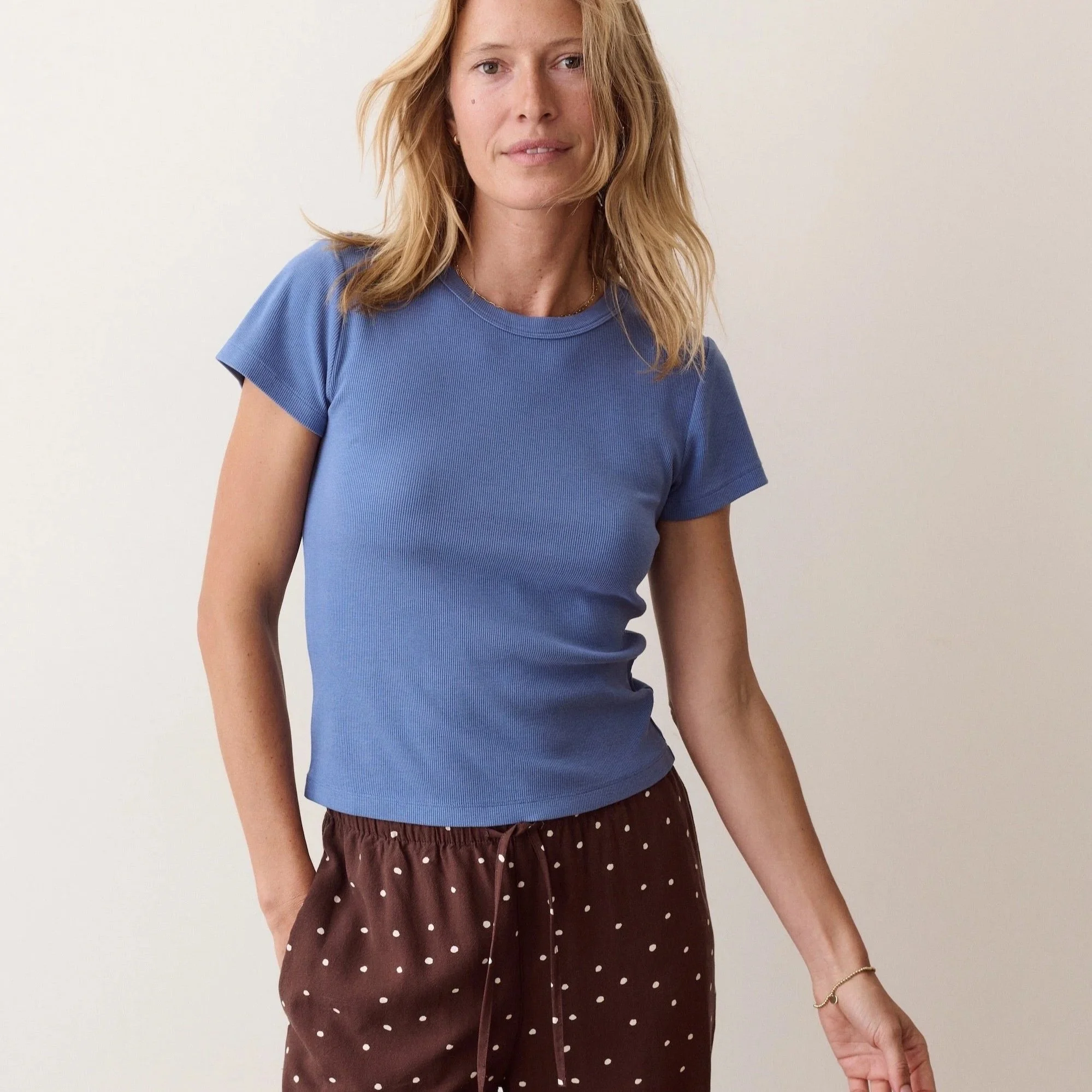 Marine Layer Lexi Rib Sun-In Crew Tee Dutch Blue