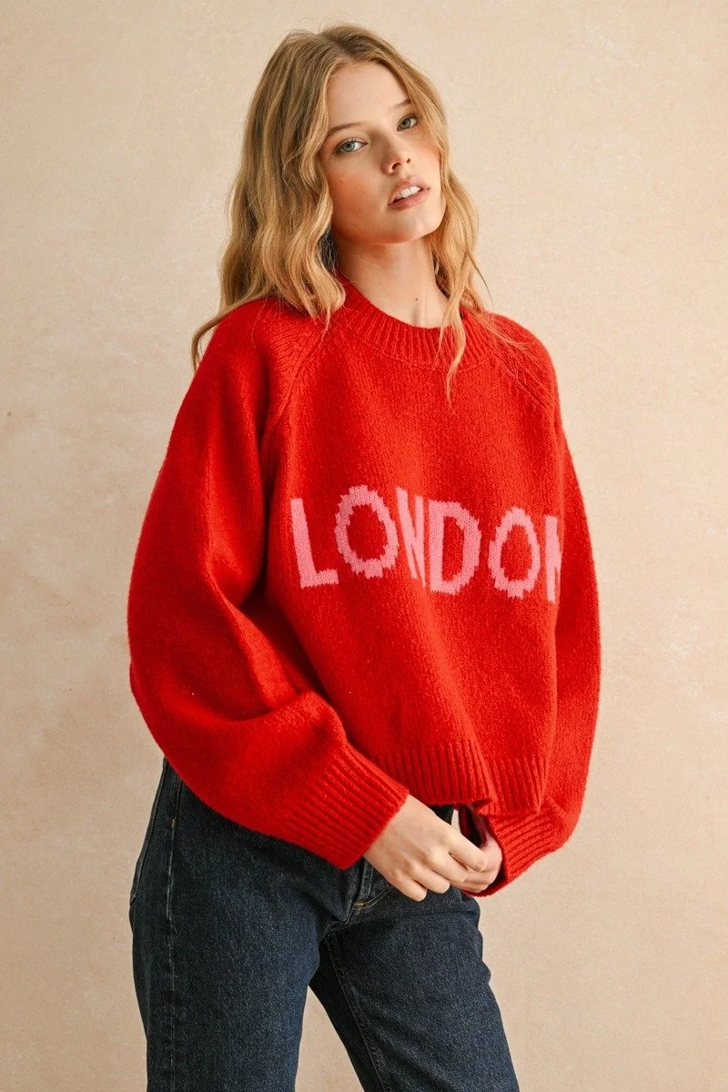 London Knit Sweater Red