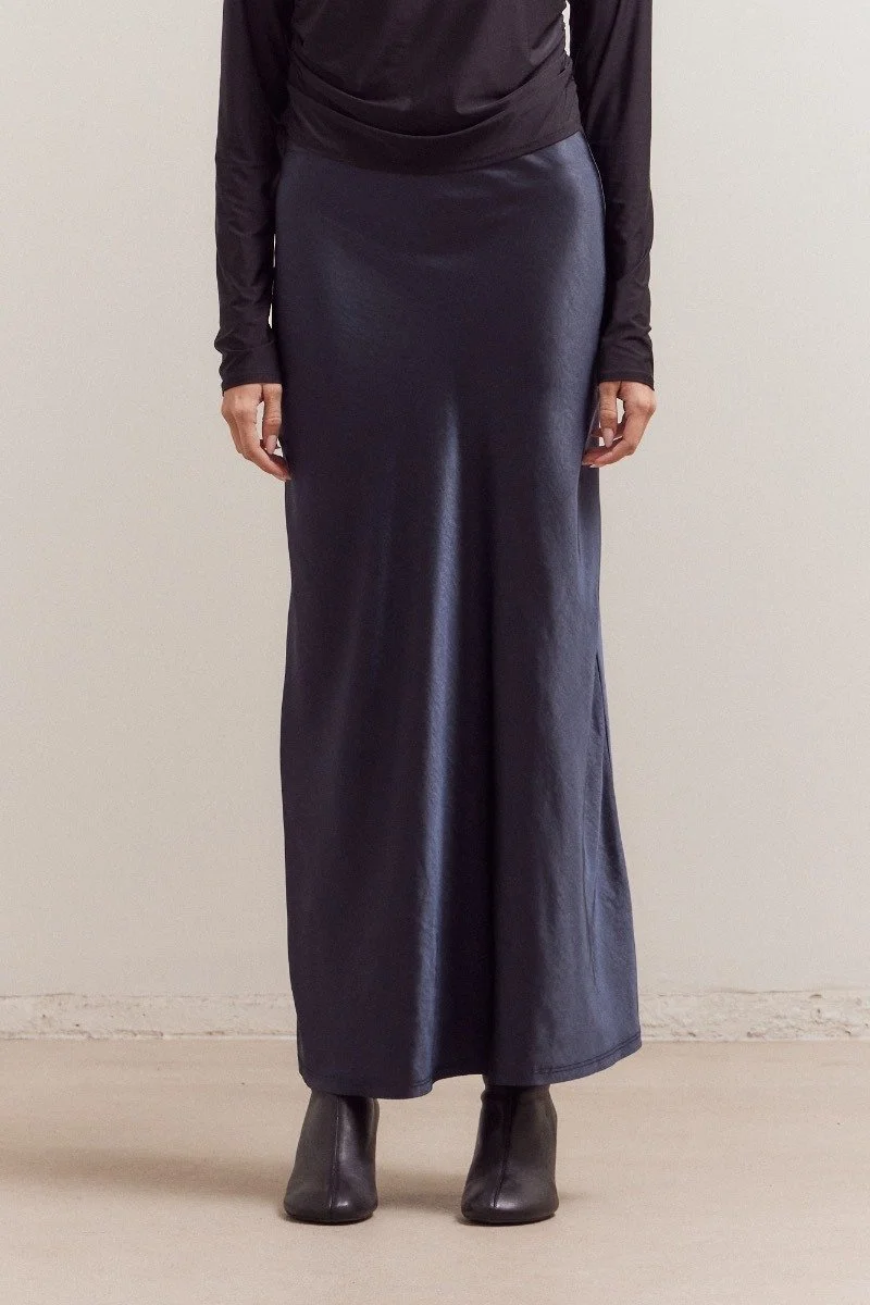Satin Mermaid Skirt Midnight