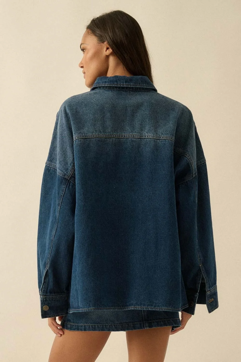 Oversized Pocket Jacket Ombre Wash Denim