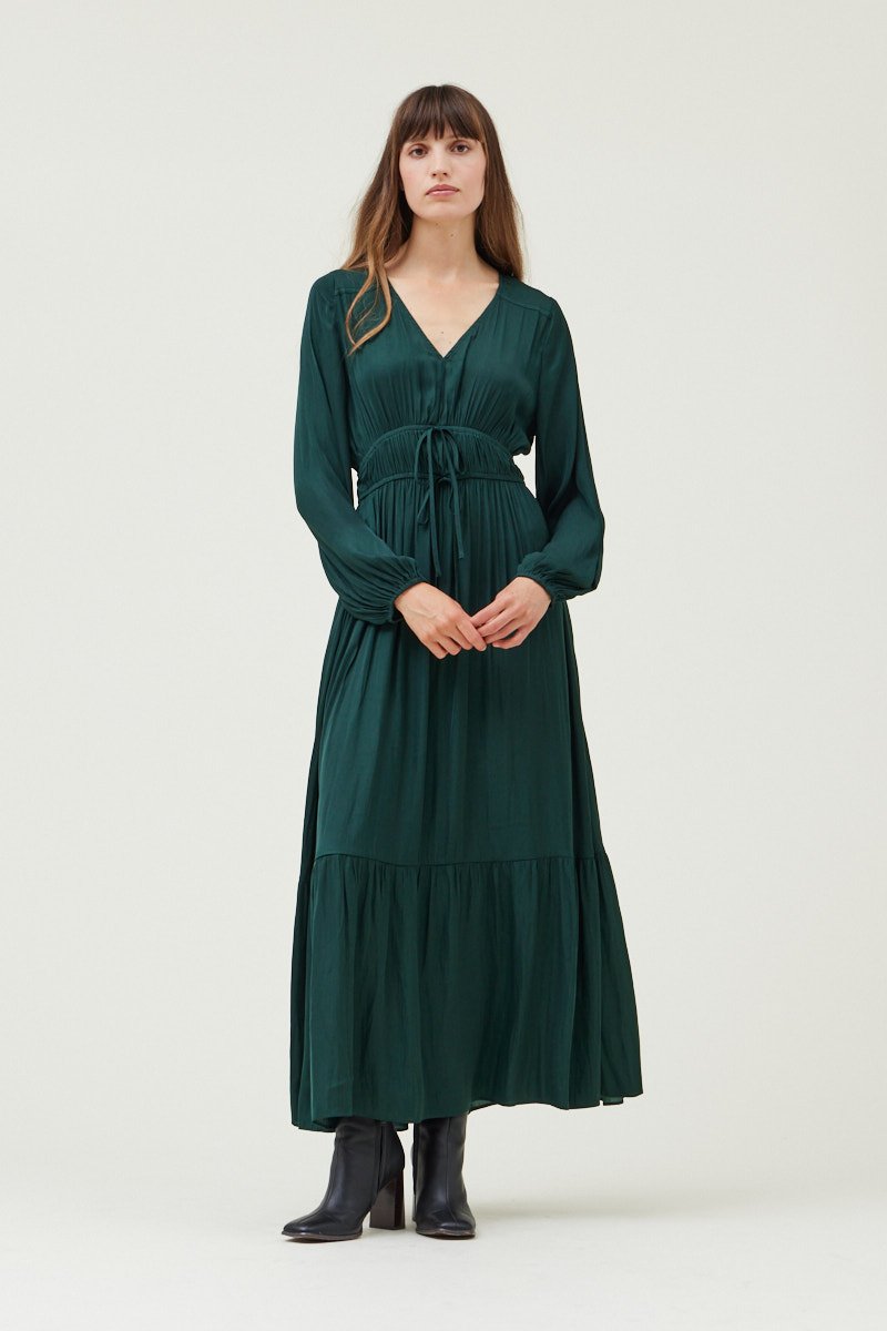 chinese dress ladies Emerald Satin Long Dress – Luxury Evening Gown by Angelika Jozefczyk main image 0