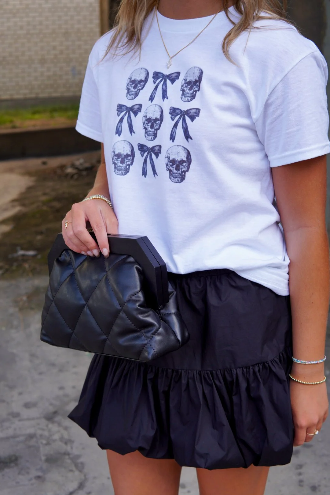 Coquette Halloween Bow & Skull Tee