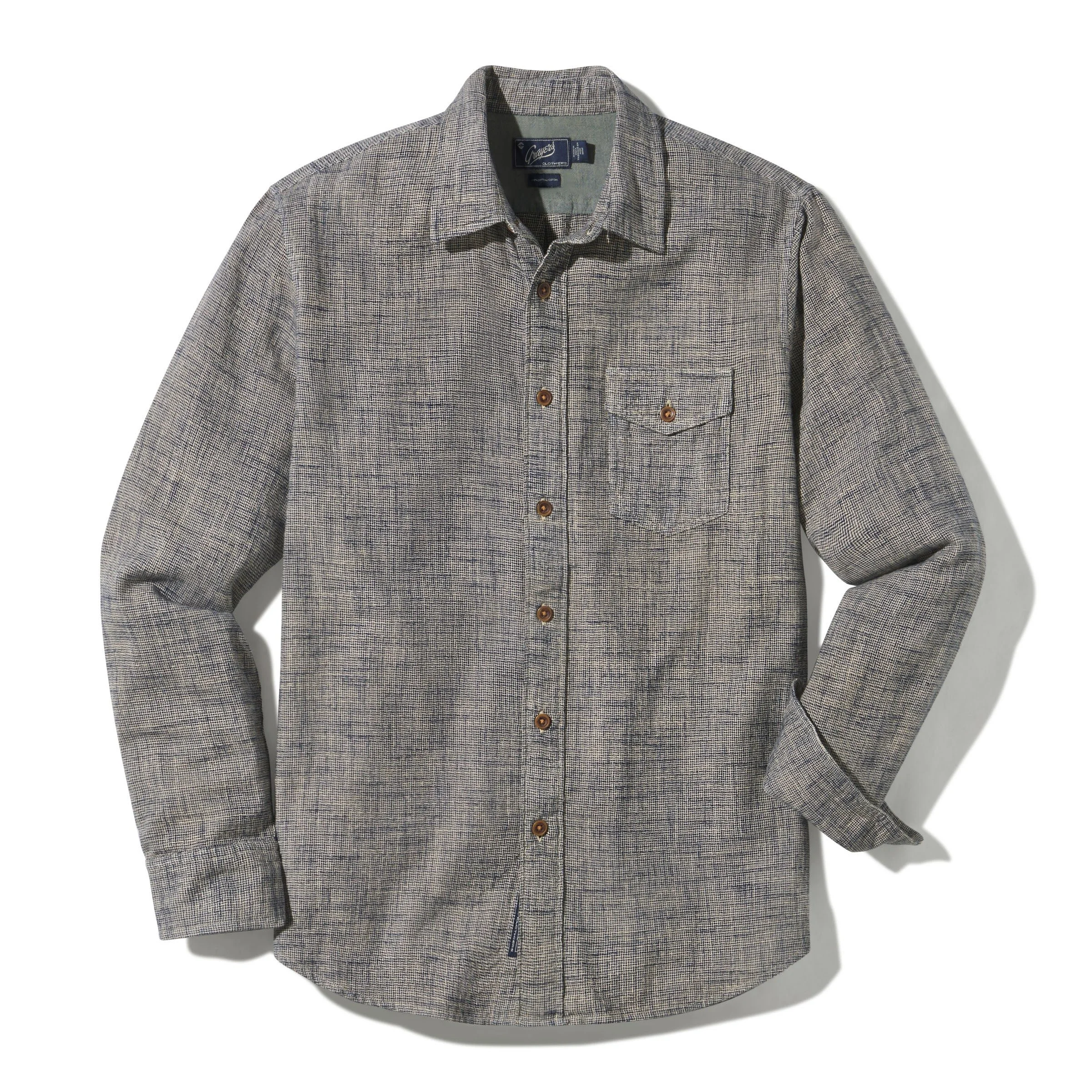 Grayers Linear Slub Twill LS Shirt Moss Gray