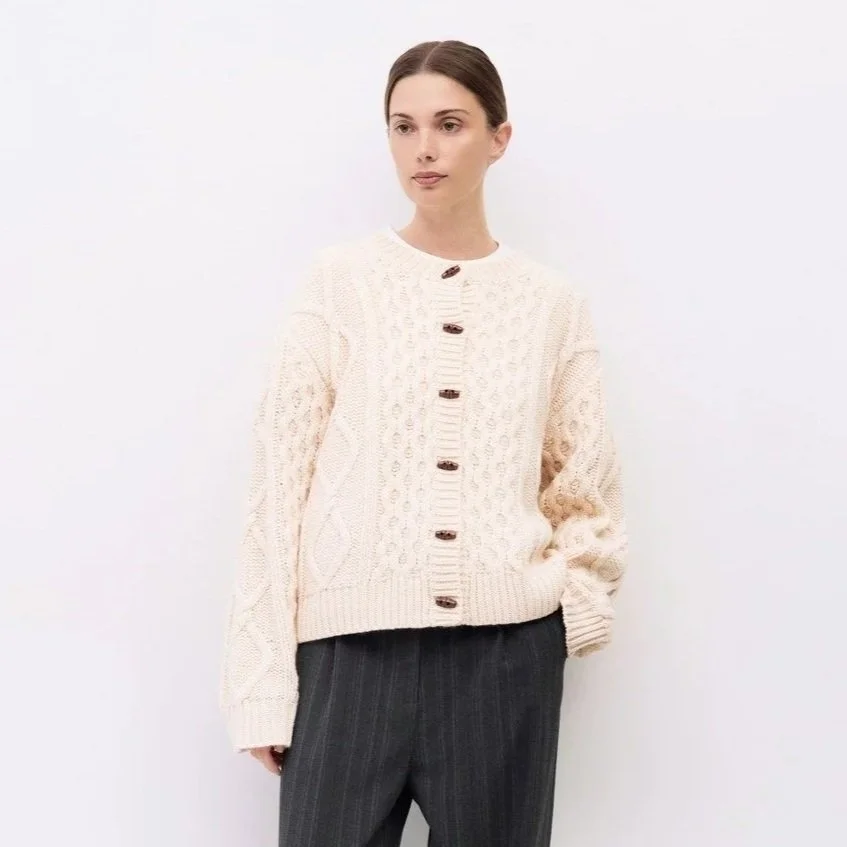 The Deena Cable Knit Cardigan Cream
