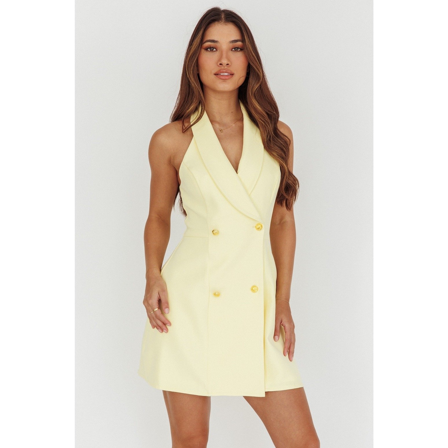 Halter Blazer Mini Dress Yellow