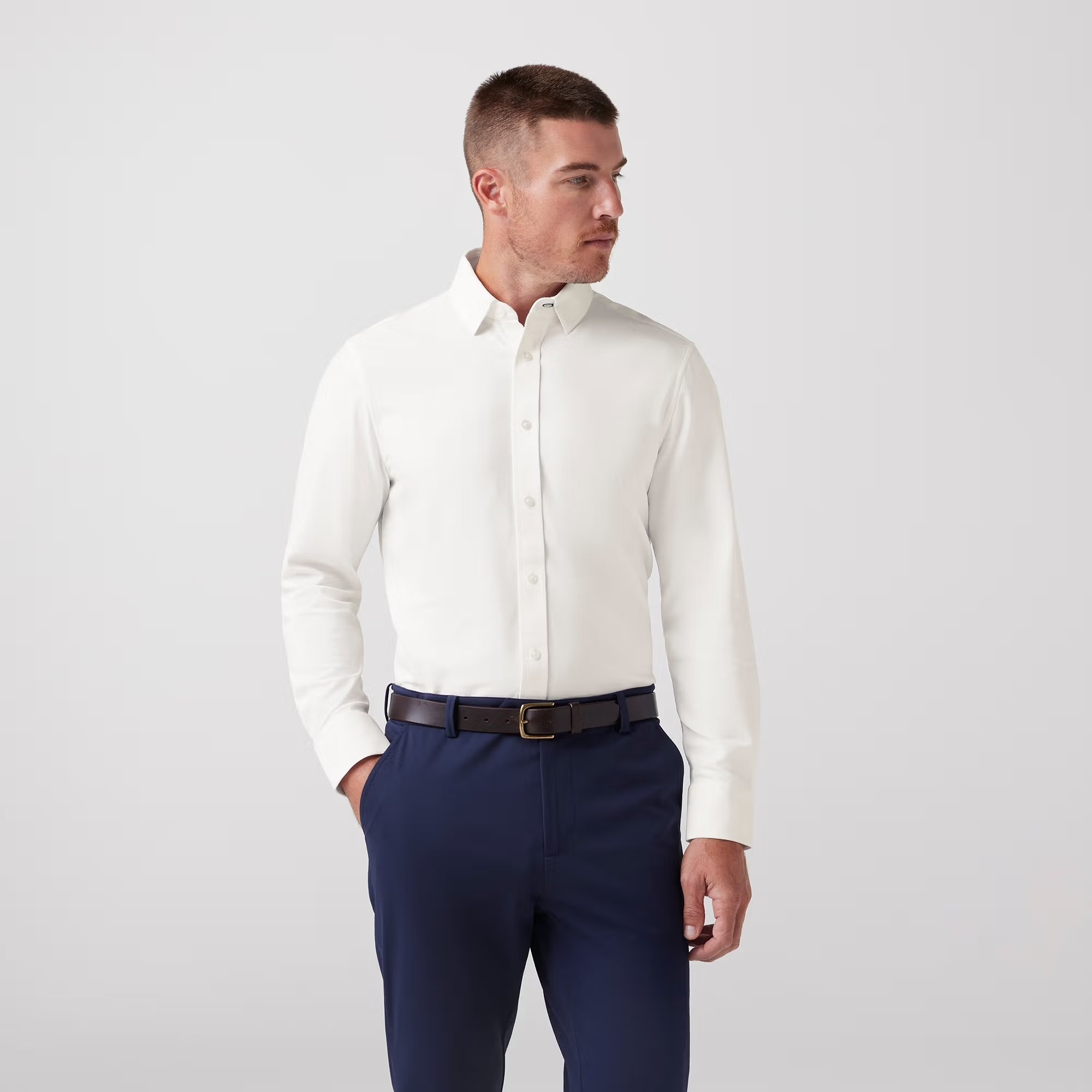 Mizzen + Main Bateman Long Sleeve Dress Shirt White Twill