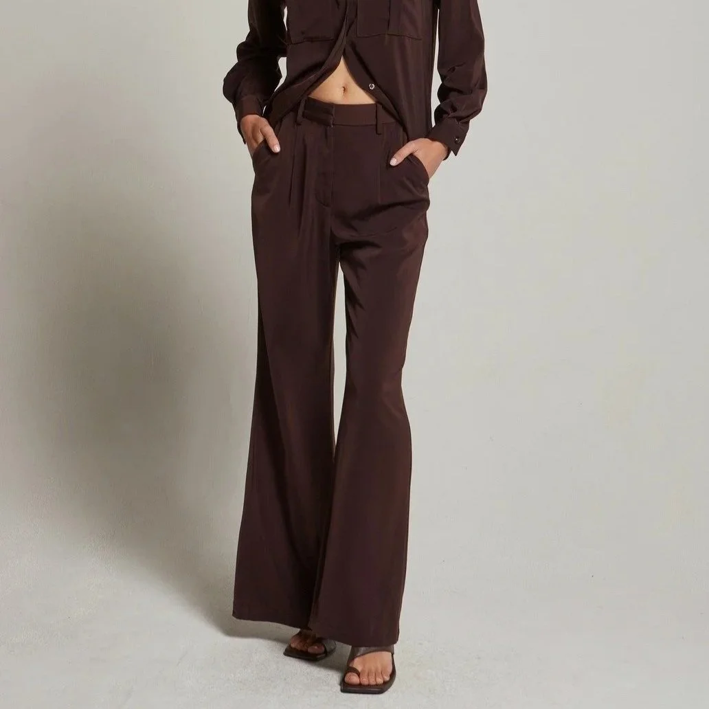 Neveah Silky Wide Leg Trousers Merlot