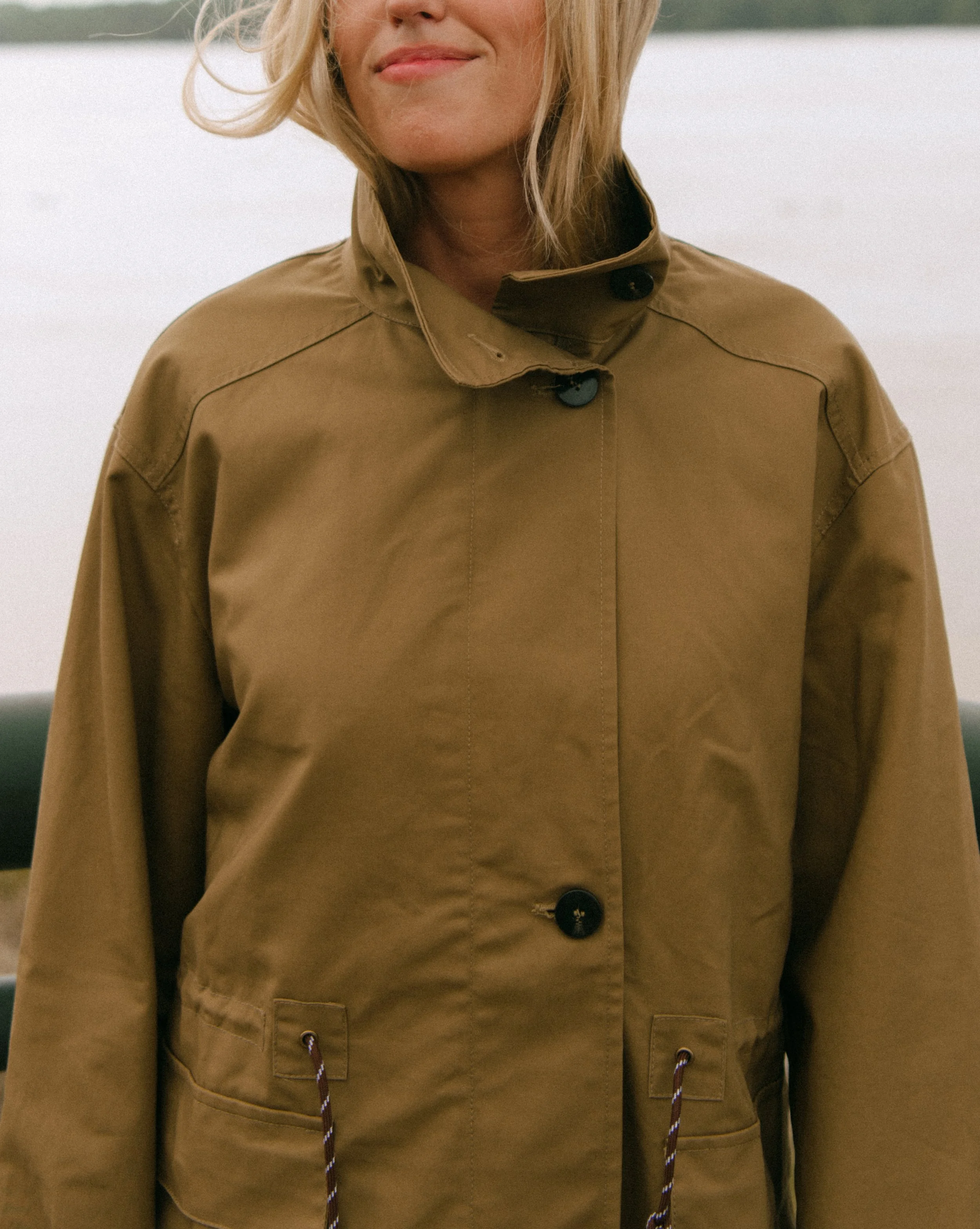 Stand Collar Utility Field Jacket Olive Brown
