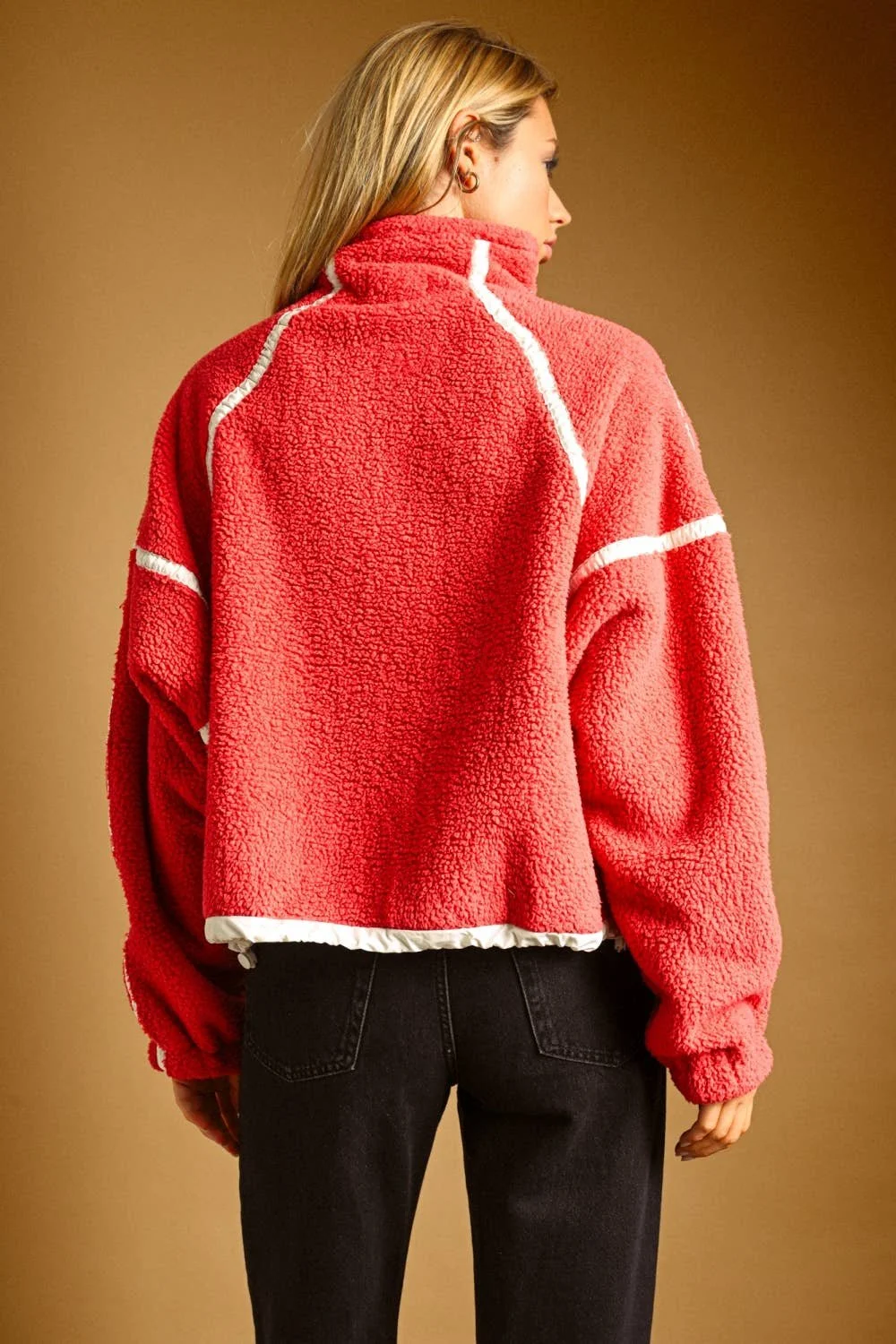 Half Zip Sherpa Pullover Cherry