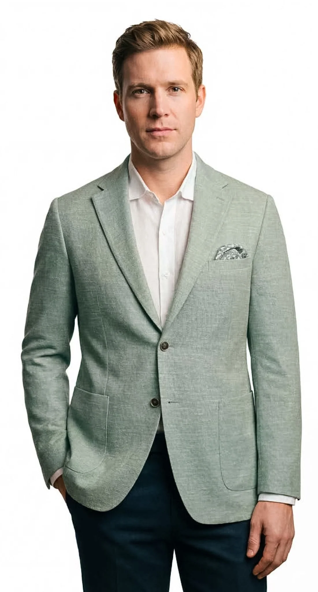 Knit Notch Lapel Sport Coat - Dusty Sage - 6401DAB