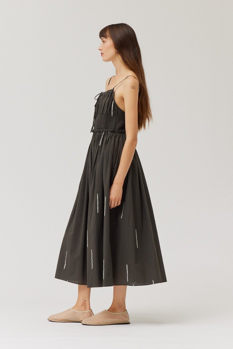 Matchstick Print Midi Sundress Kombu