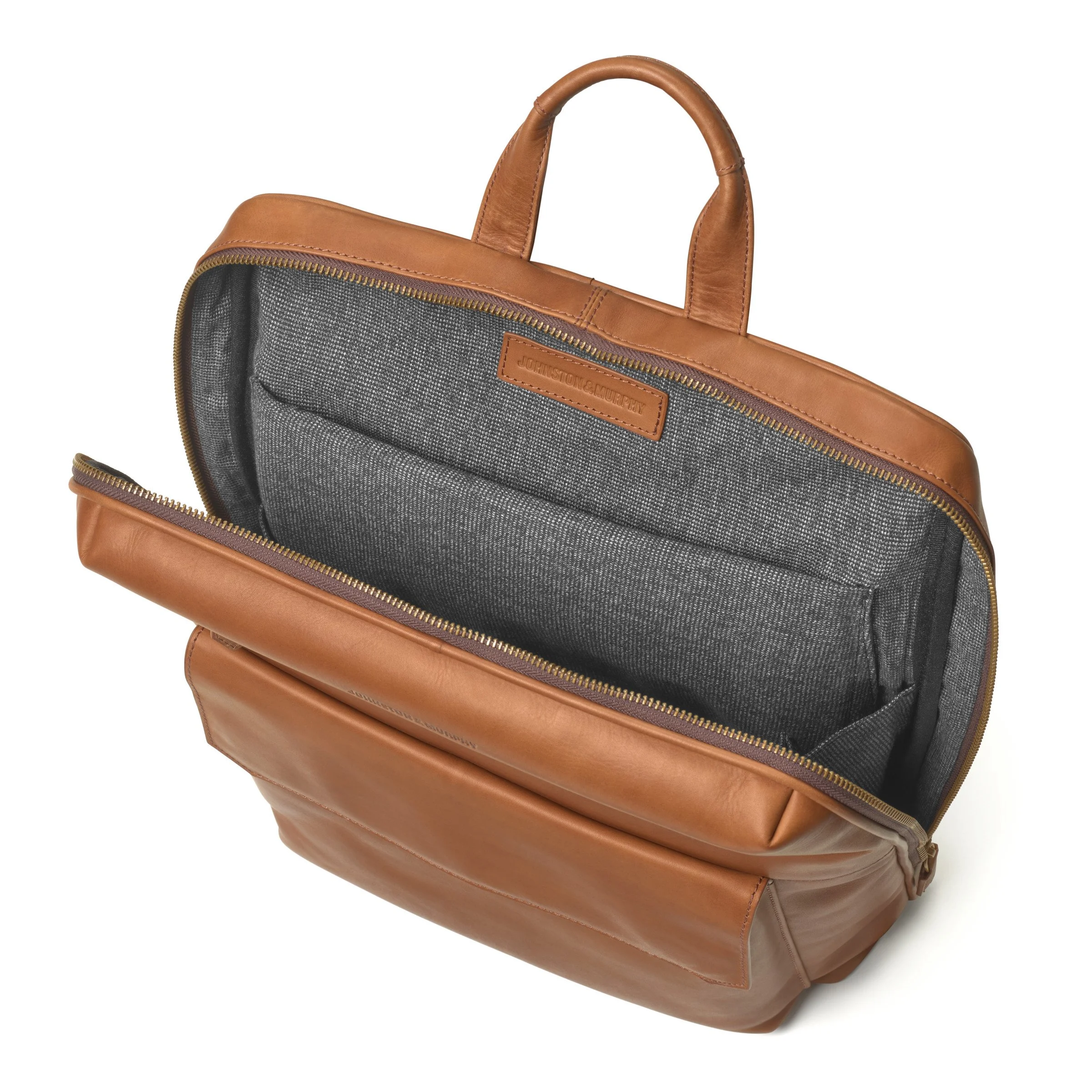J&M Rhodes Commuter Backpack Tan Full Grain Leather