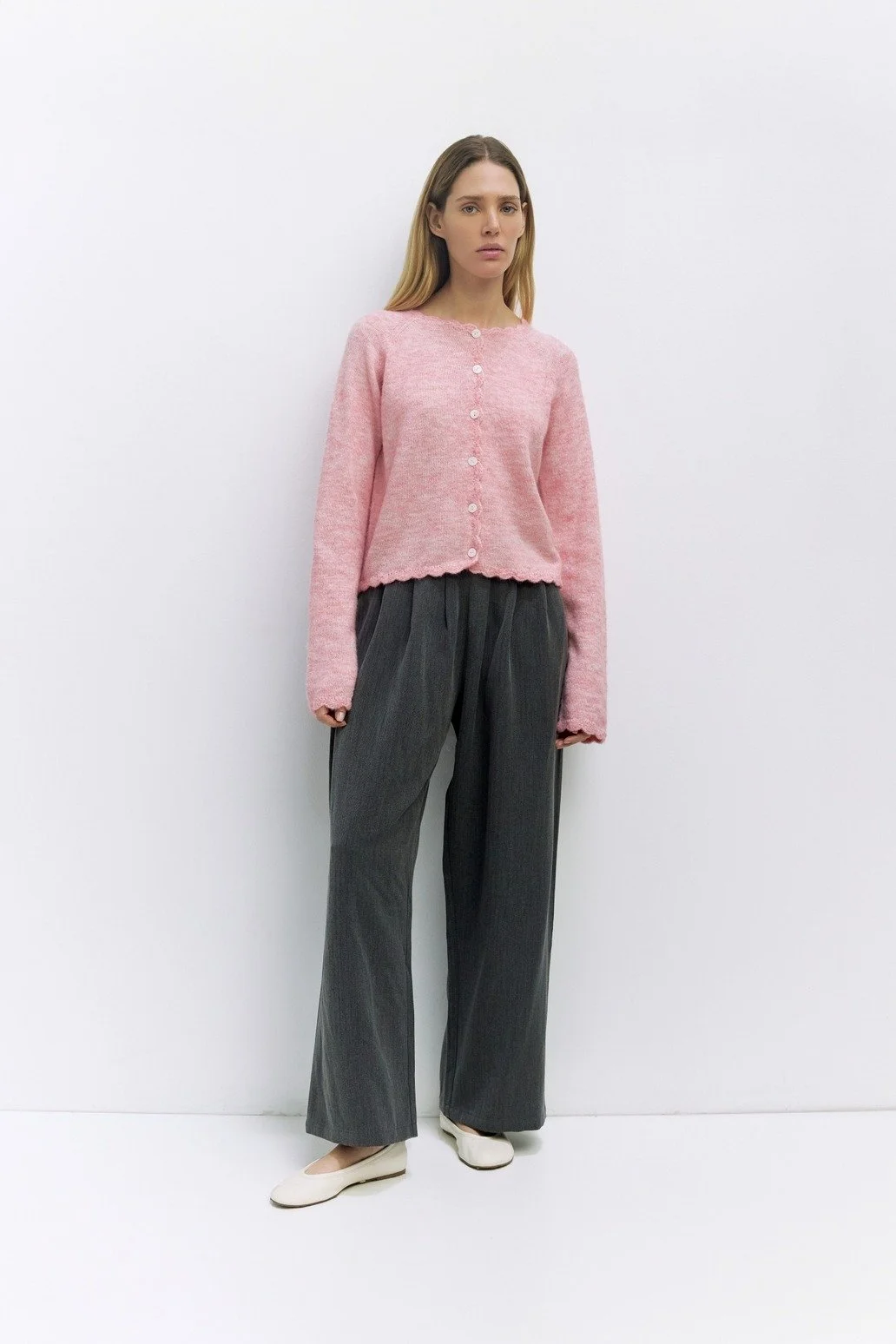 The Tiffany Scalloped Cardigan Pink