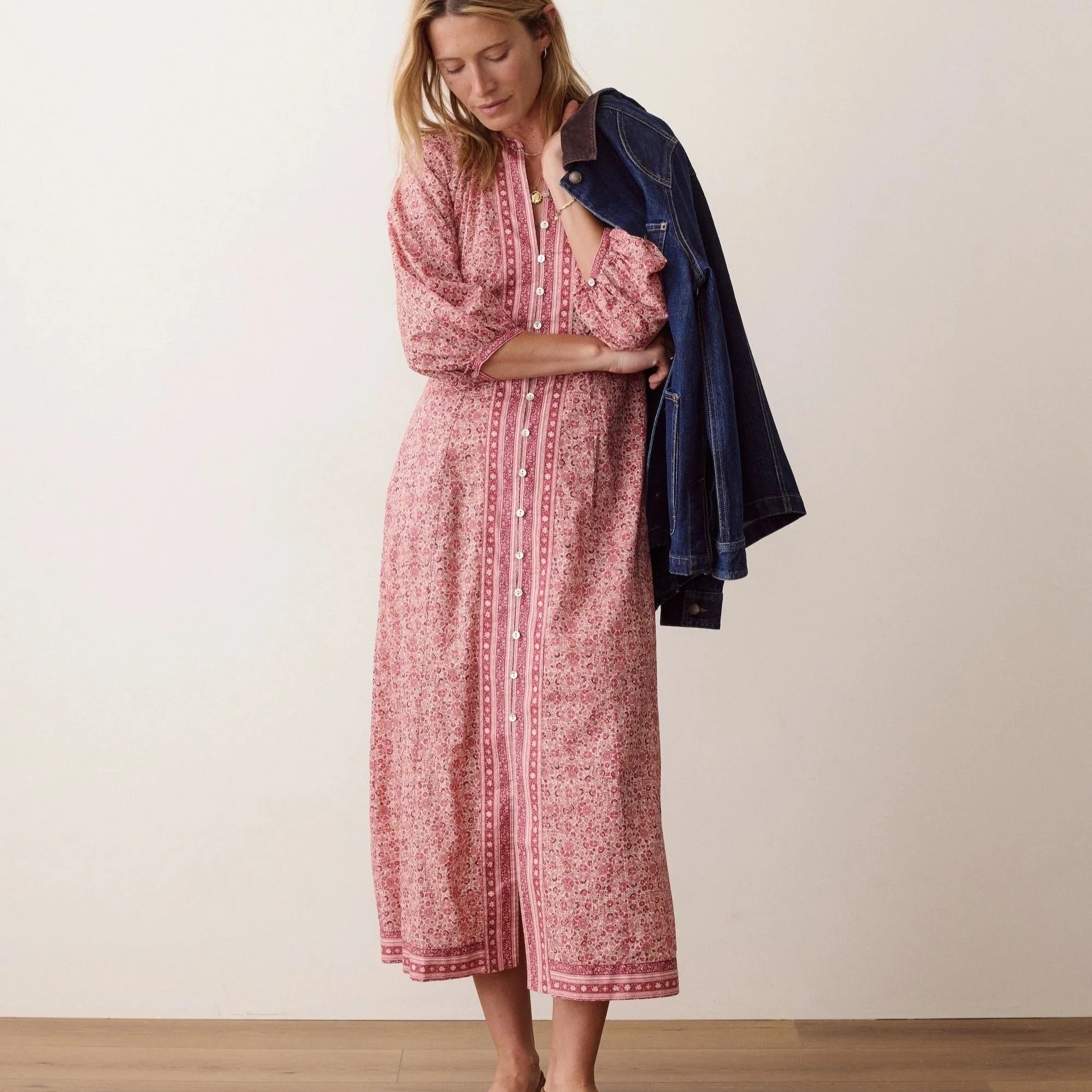 Marine Layer Willow Maxi Dress Blush Floral