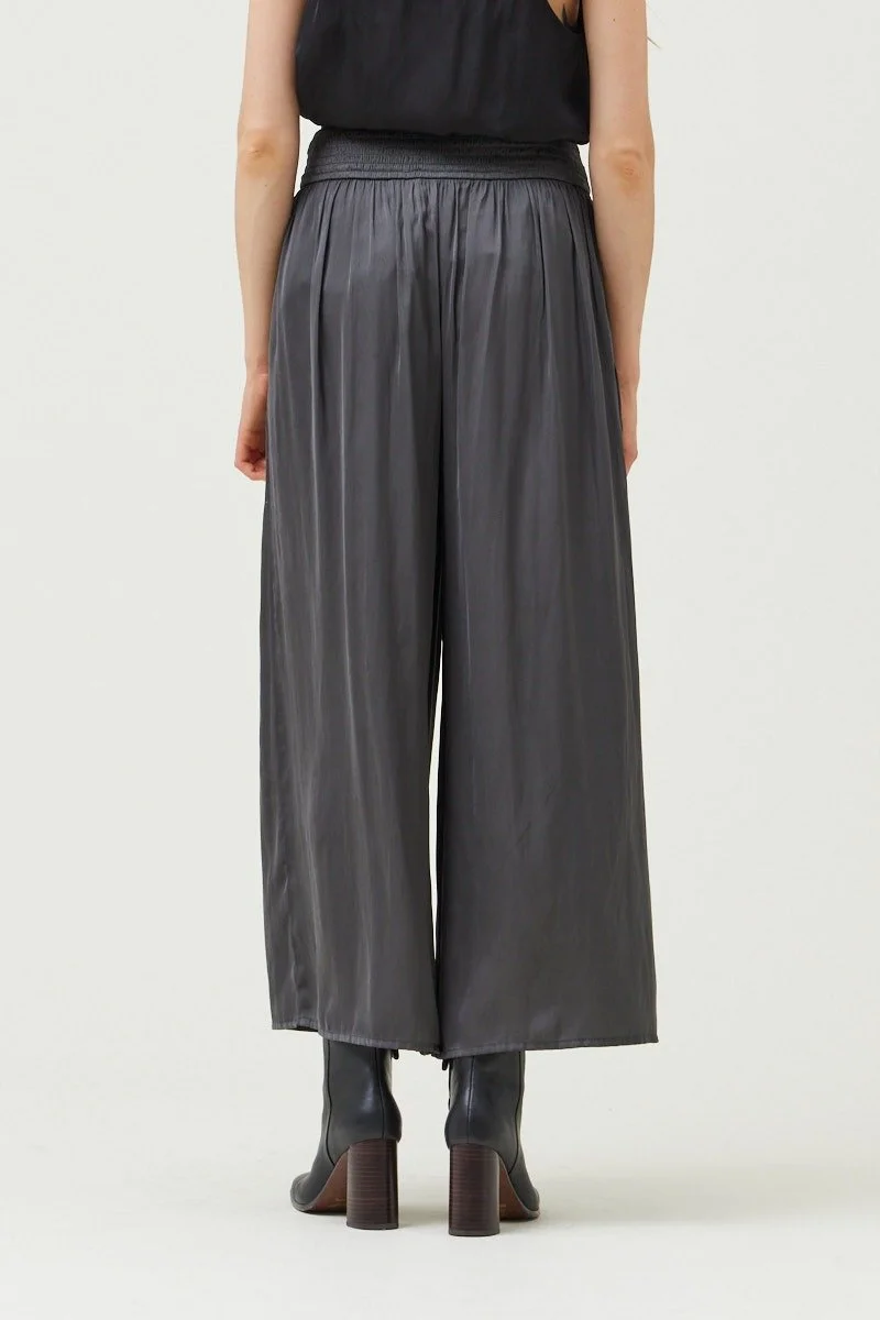 Satin Wide Leg Pants Dark Slate