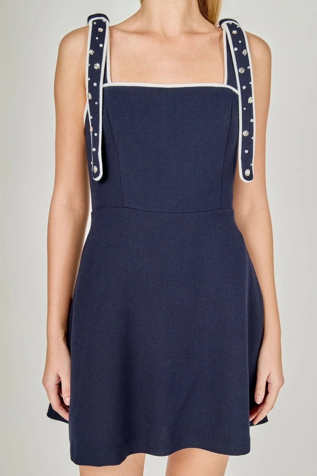 Beaded Strap Mini Dress Navy