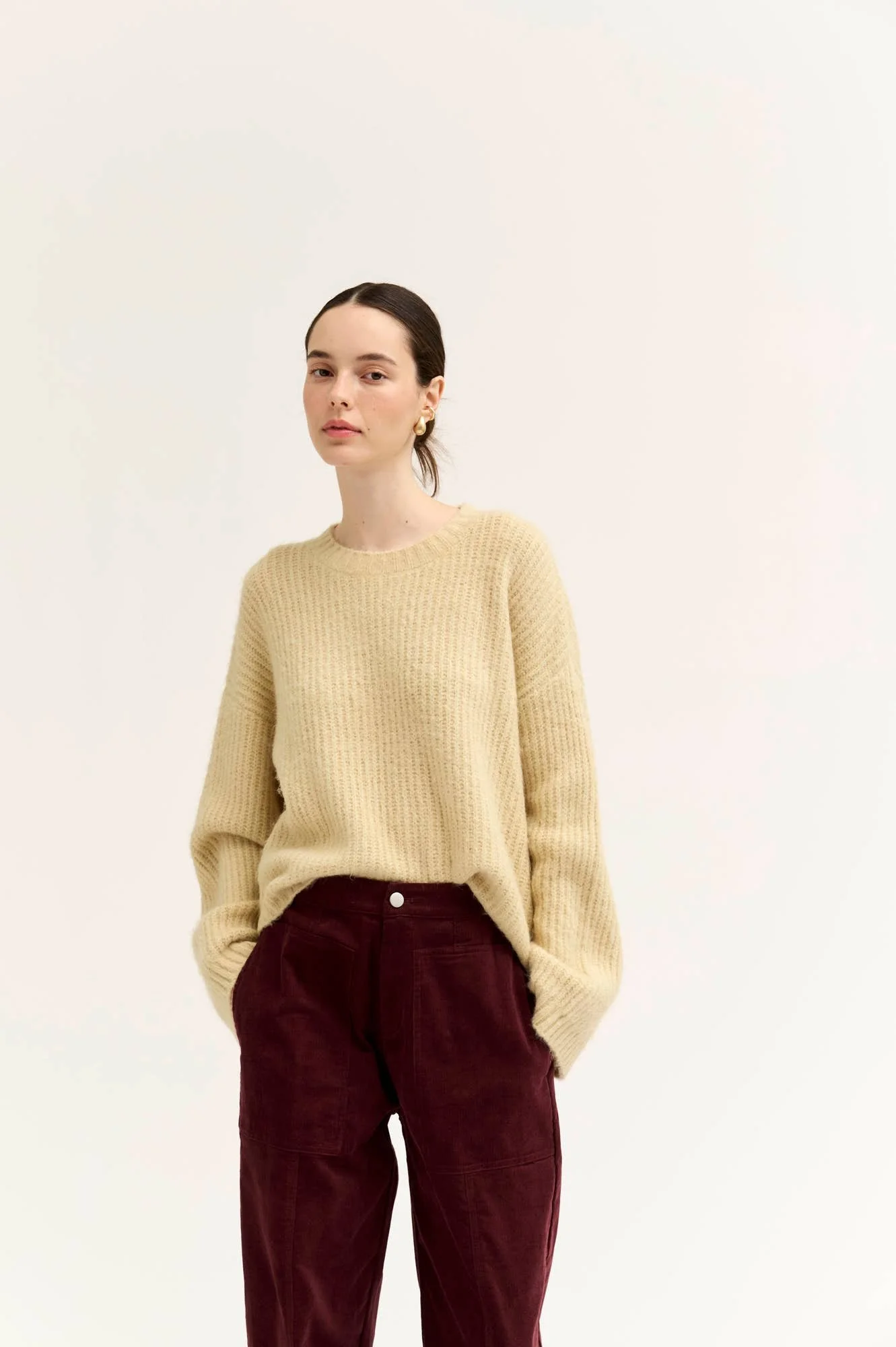 Loose Fit Fuzzy Yarn Sweater Butter