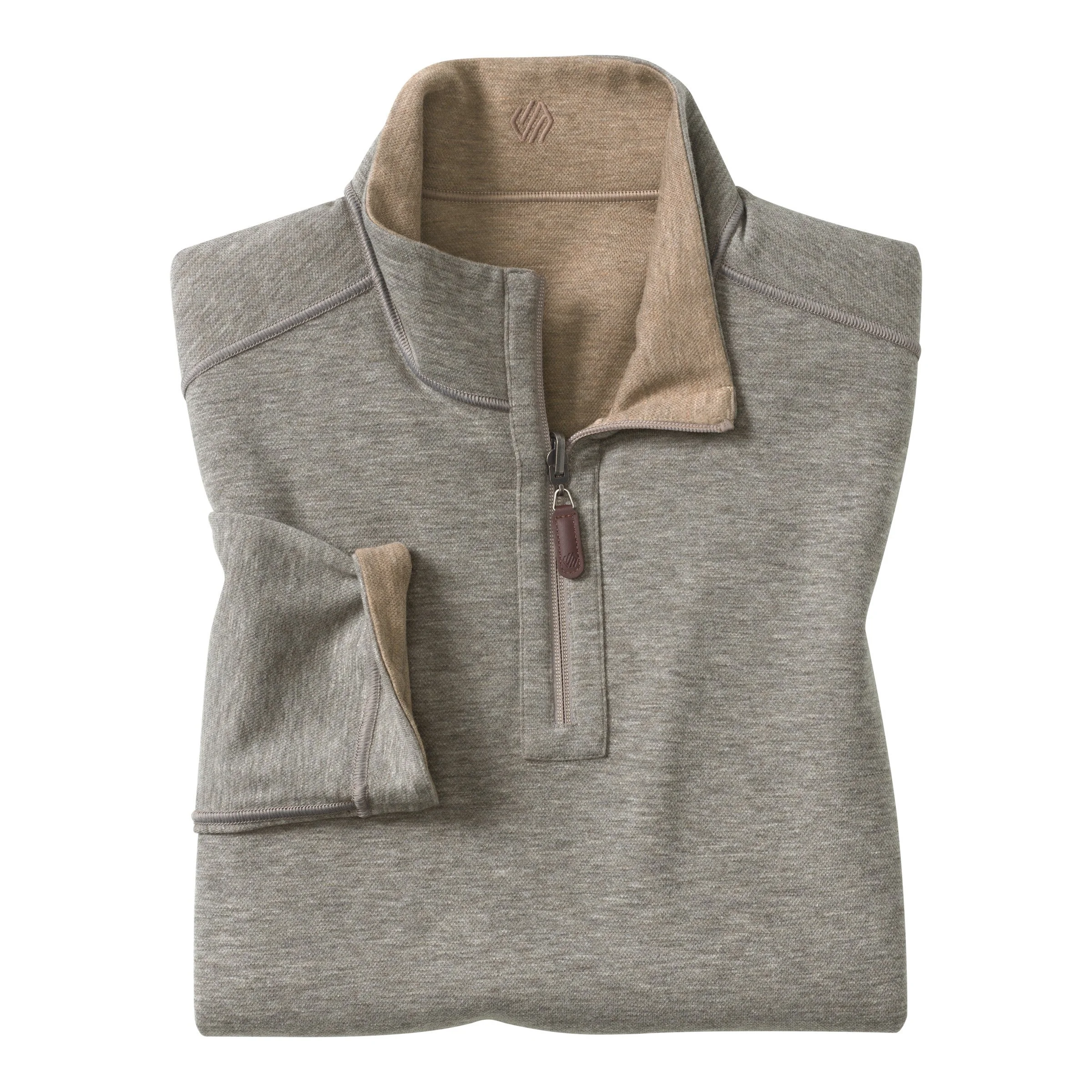 J&M Icon Reversible Quarter Zip Oatmeal/Light Gray
