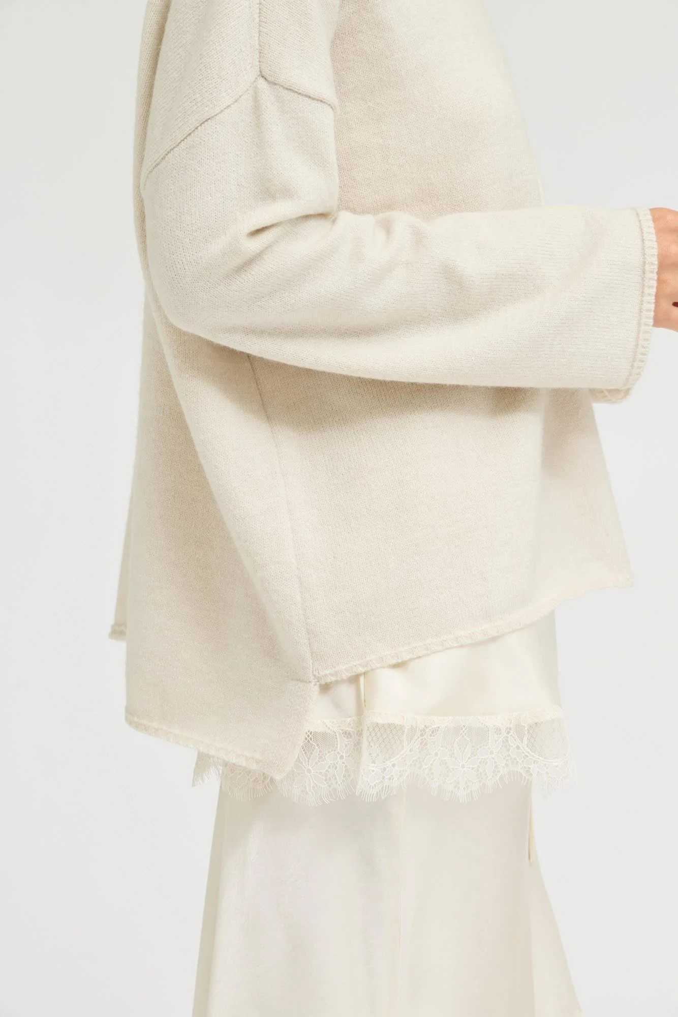 Rolled Neck Loose Fit Sweater Greige