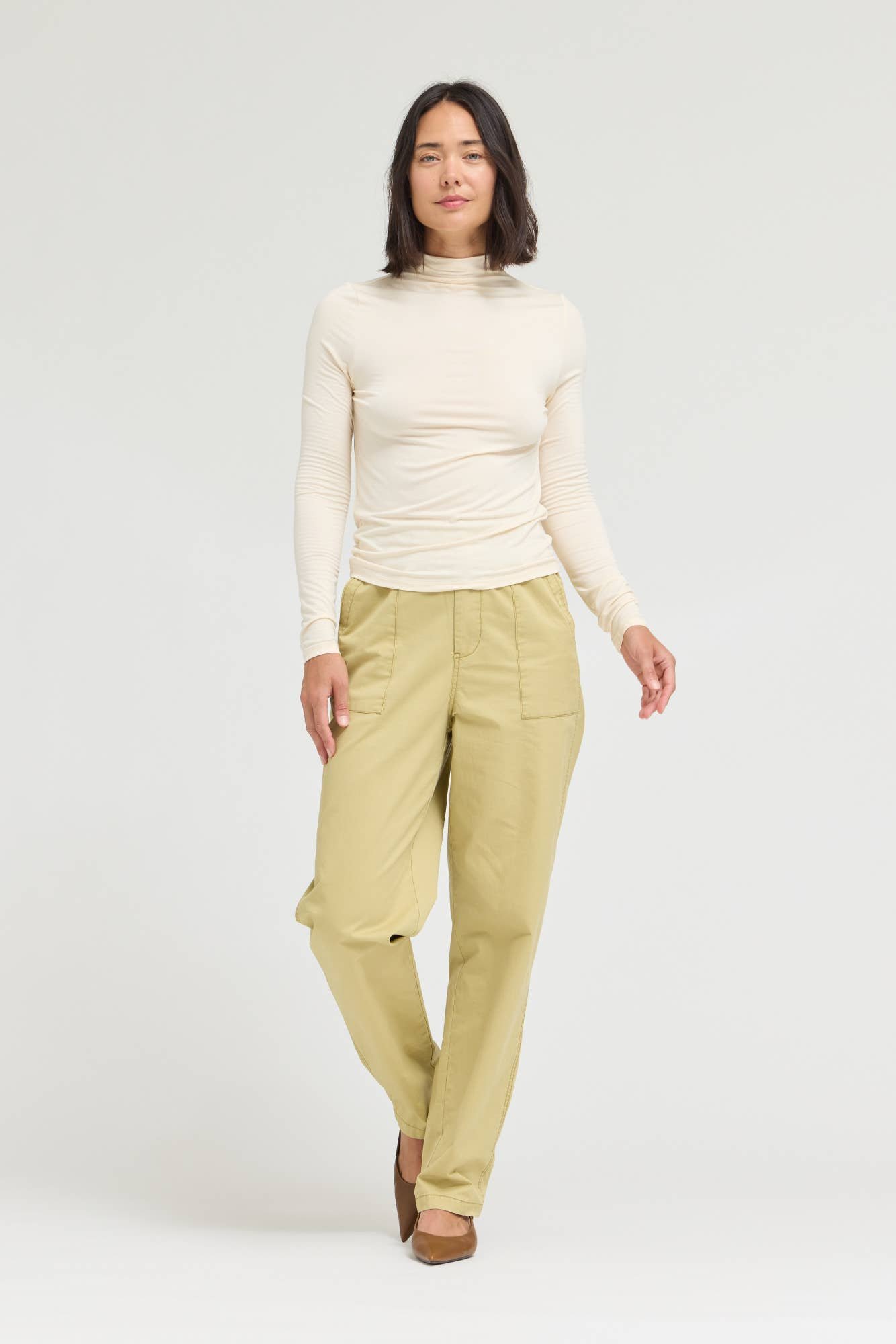 Basic Modal Turtleneck Top Cream