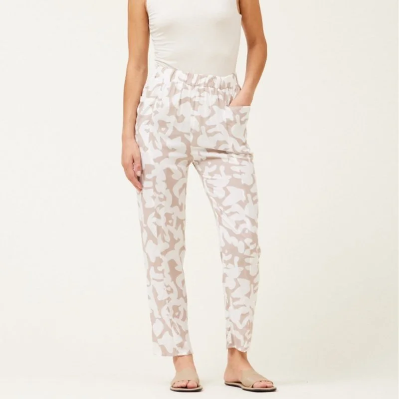 Side Pocket Print Pant Ecru