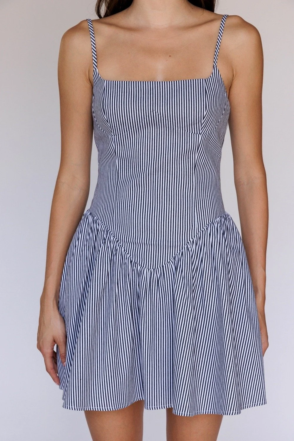 Striped Fit & Flare Mini Dress Navy
