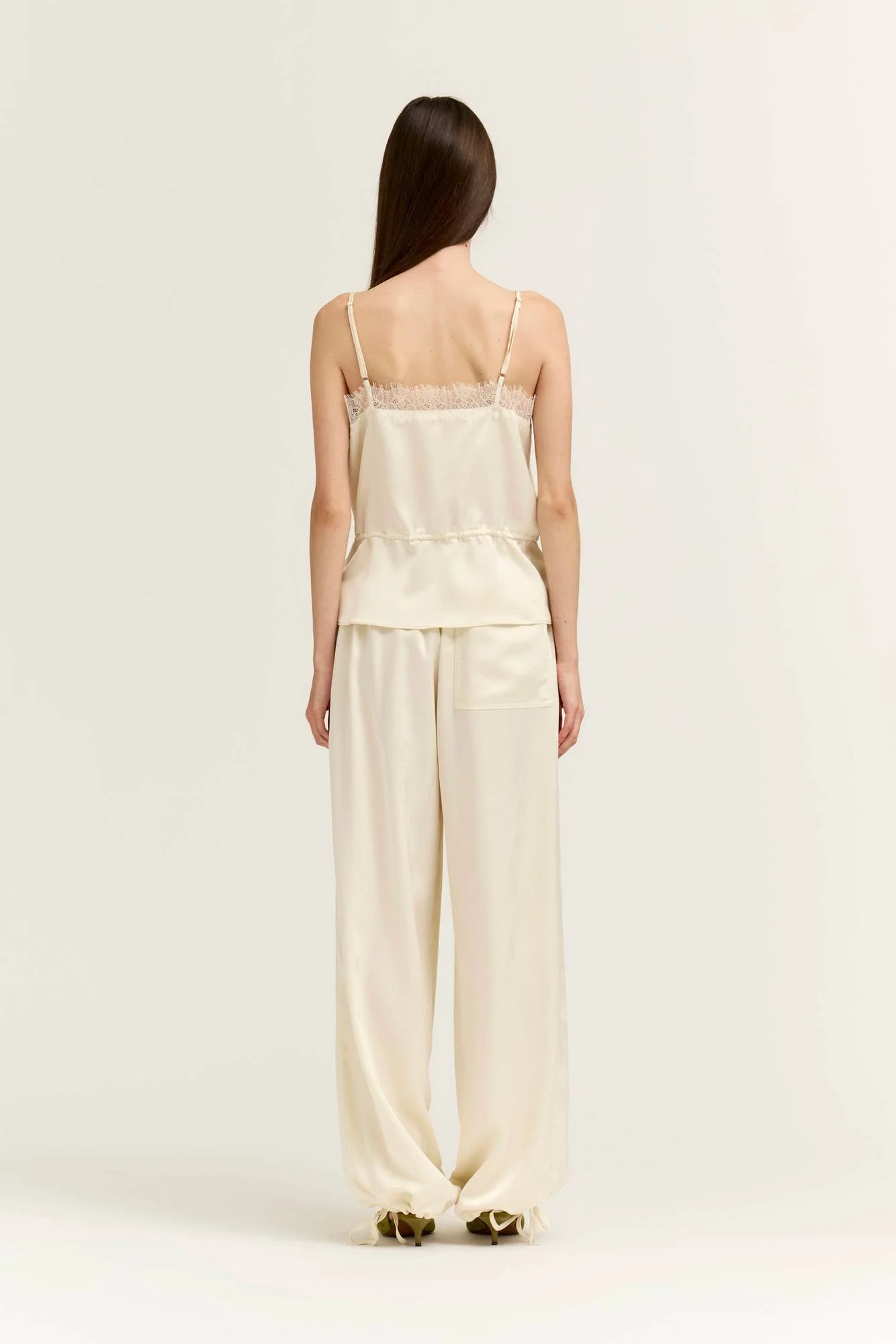 Satin Wide Leg Balloon Pants Cream