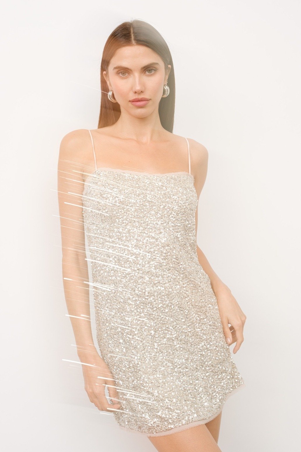 Lexi Sequin Mini Shift Dress Champagne