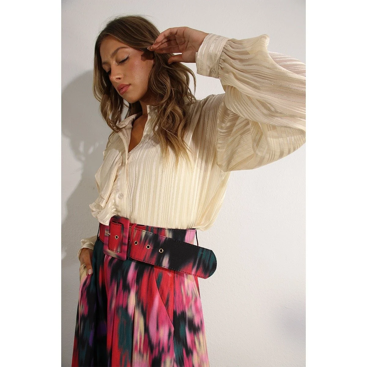 Asymmetric Ruffle Blouse Vanilla