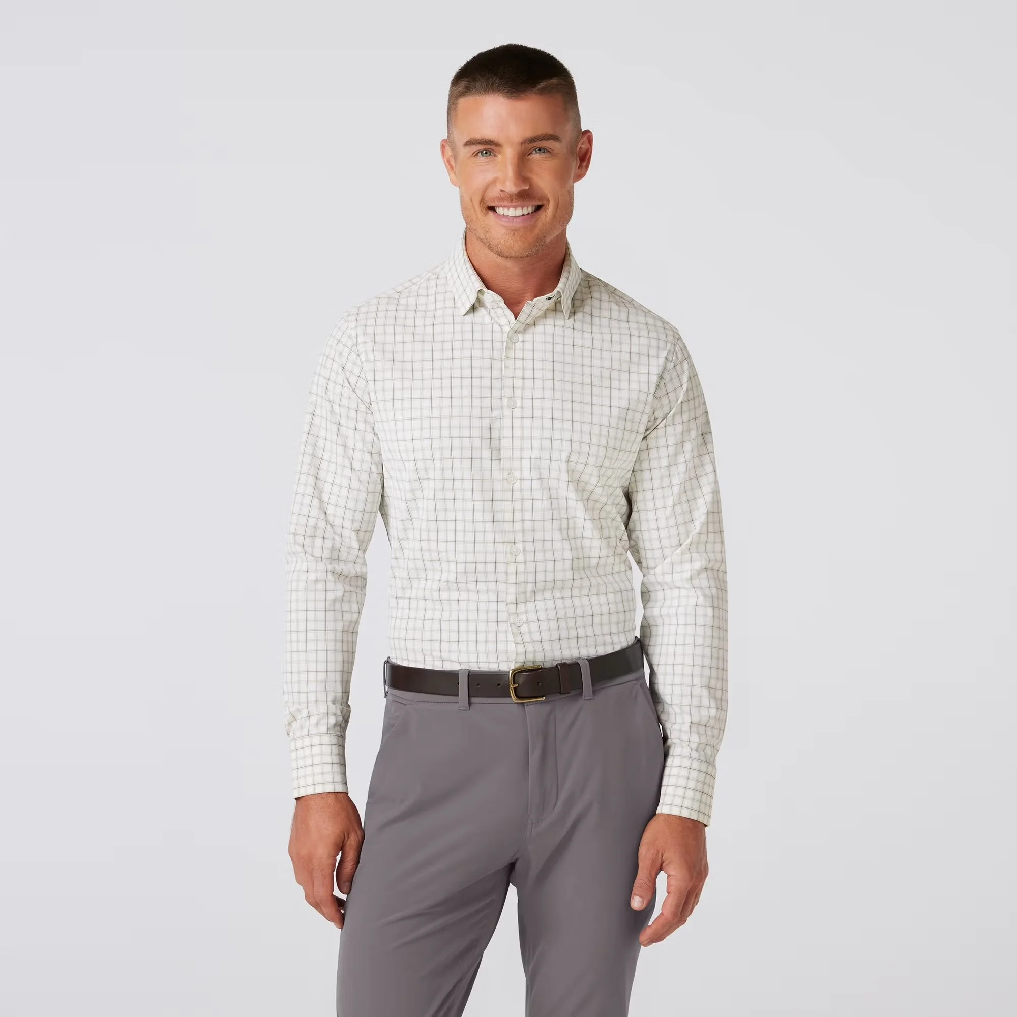 Mizzen + Main Leeward Dress Shirt White Eric Plaid
