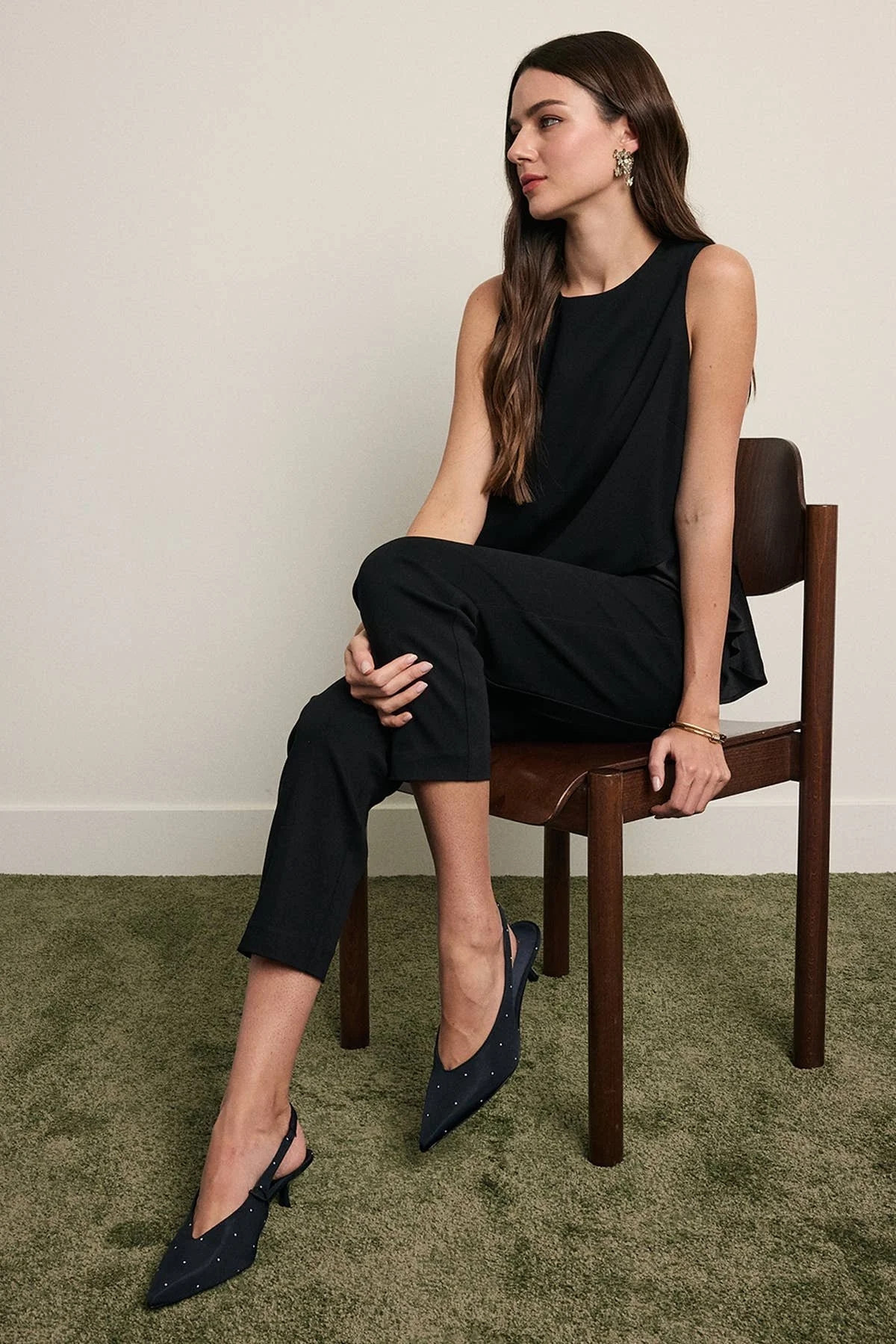 Cropped Cigarette Pants Black