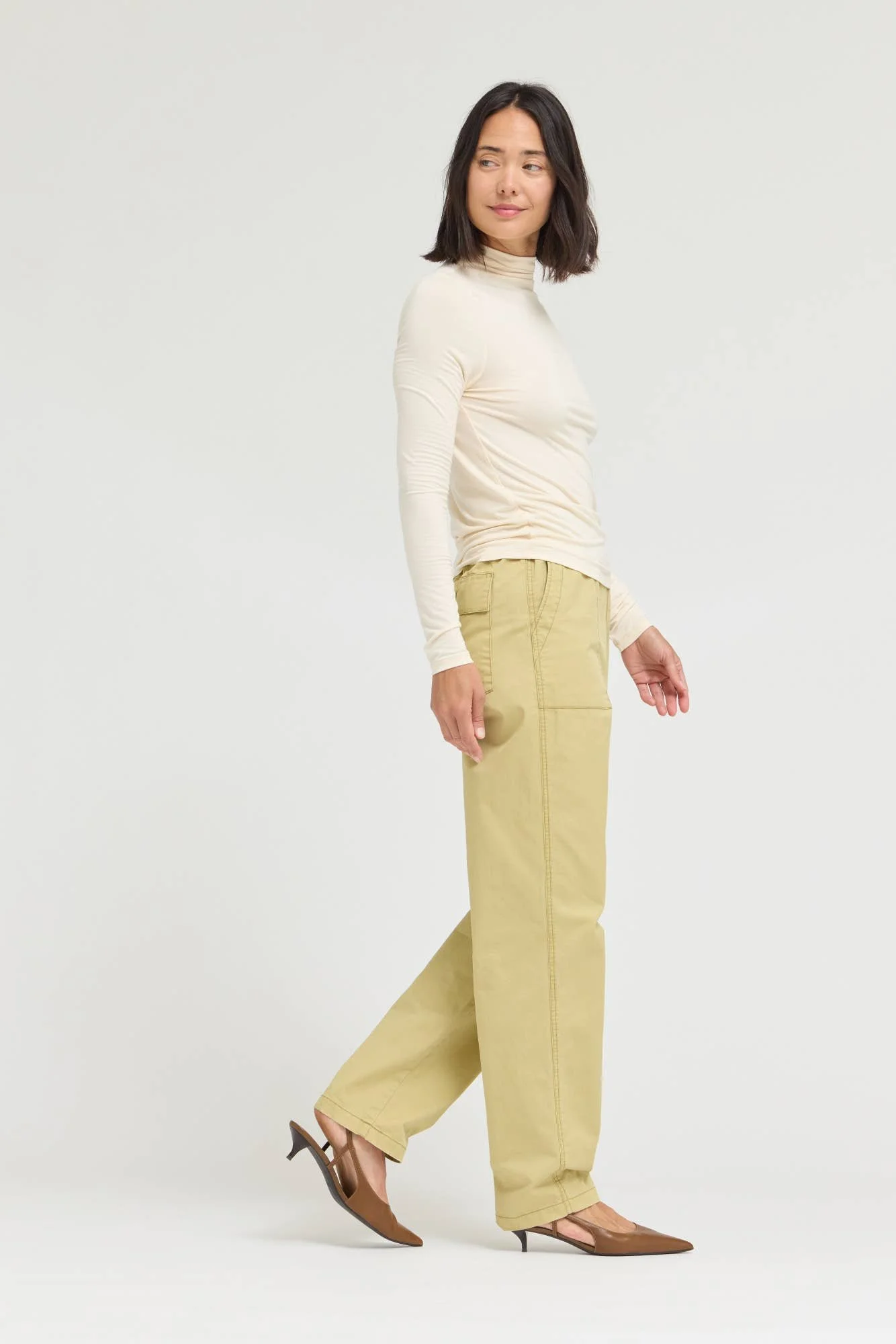 Basic Modal Turtleneck Top Cream