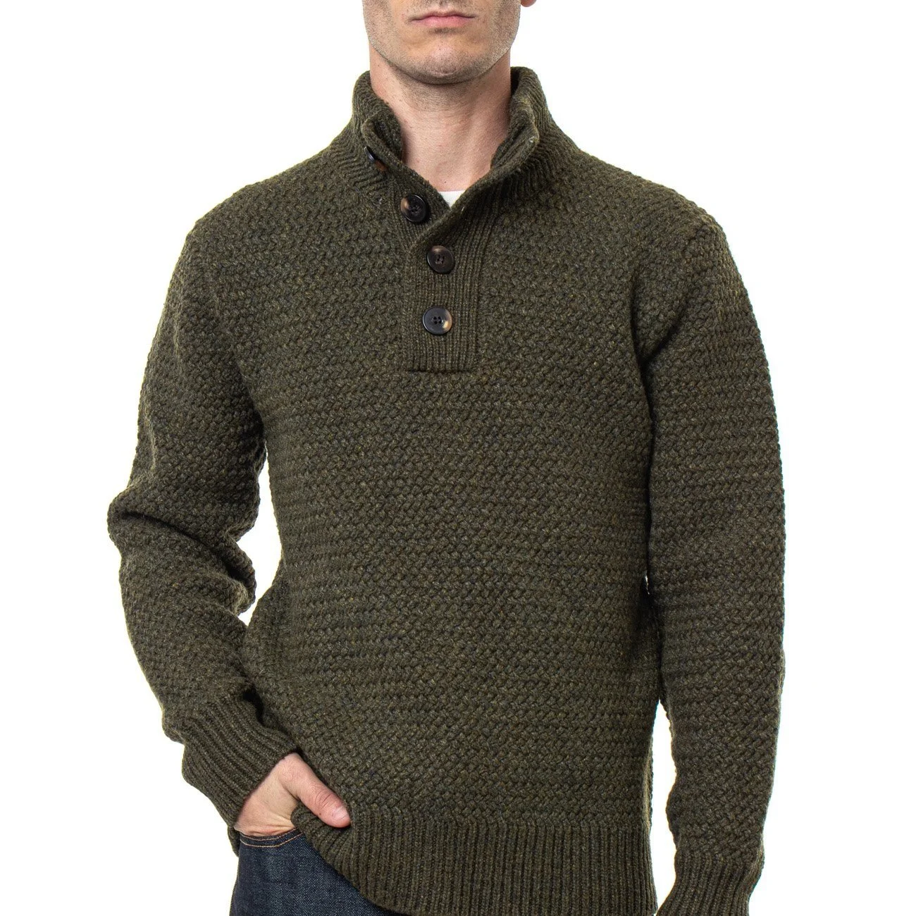 Schott Funnel Neck Military Sweater Moss