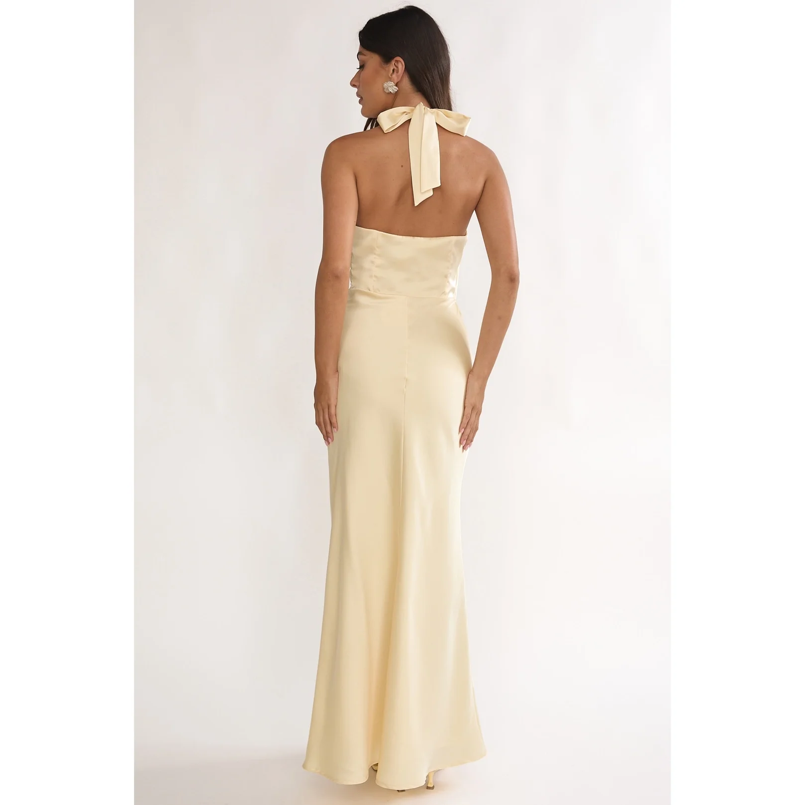 Halter Cowl Neck Maxi Gown Butter