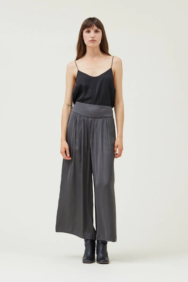 sSatin Wide Leg Pants Dark Slate